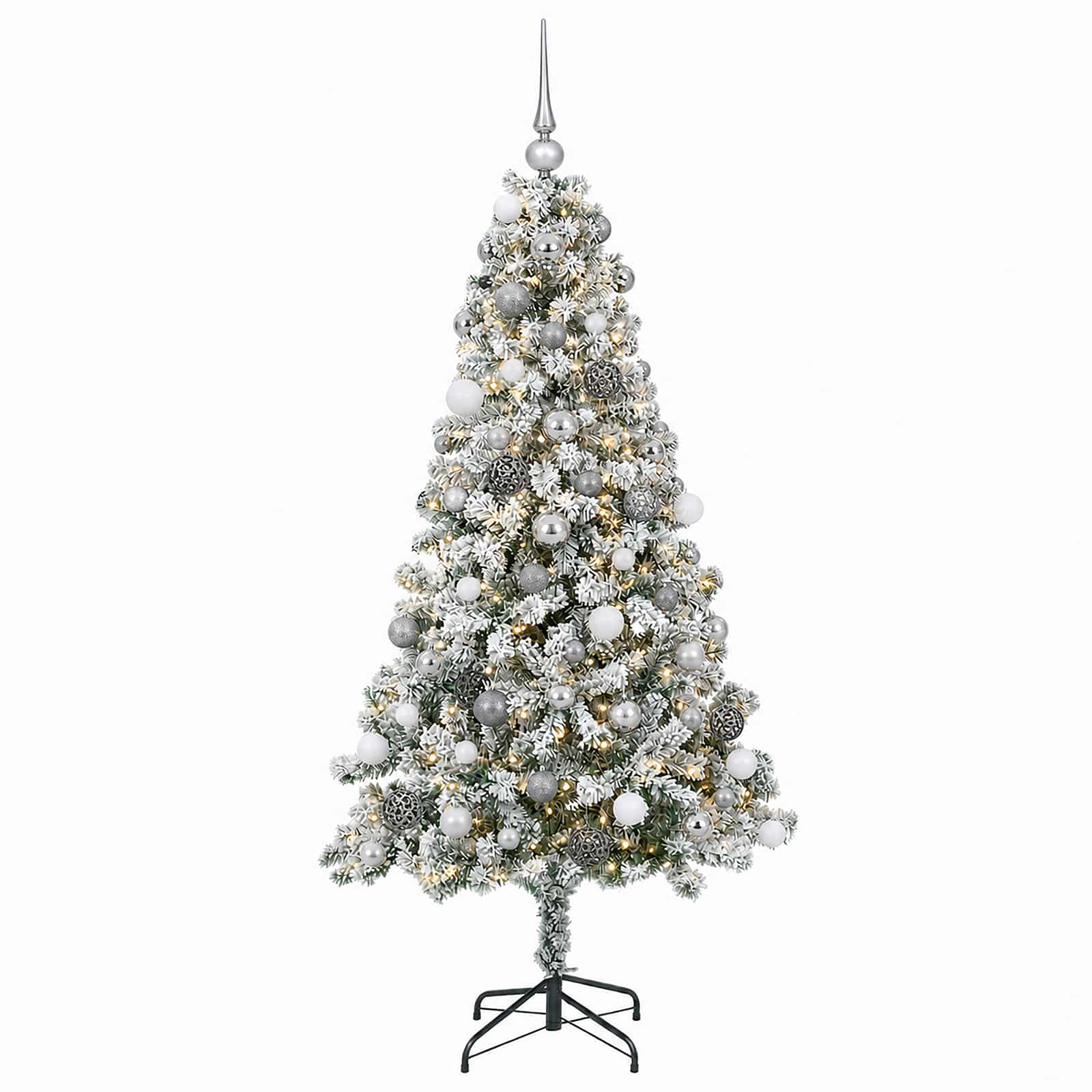 Umjetno božično drevo z okrasnimi kroglami 180 cm 300 LED