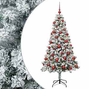 vidaXL Tehisj&otilde;ulukuusk koos kaunistustega 120 cm 150 LED-i Soe valge
