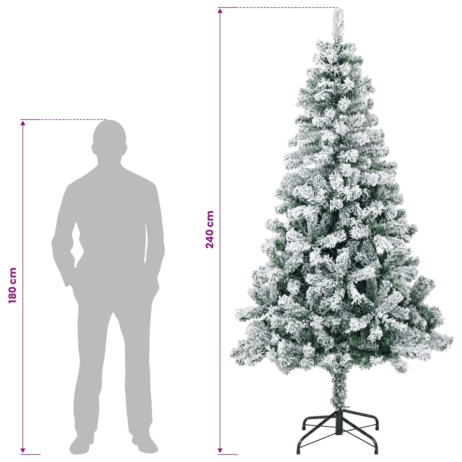 Umjetno božično drevo z okrasnimi kroglami 240 cm 300 LED