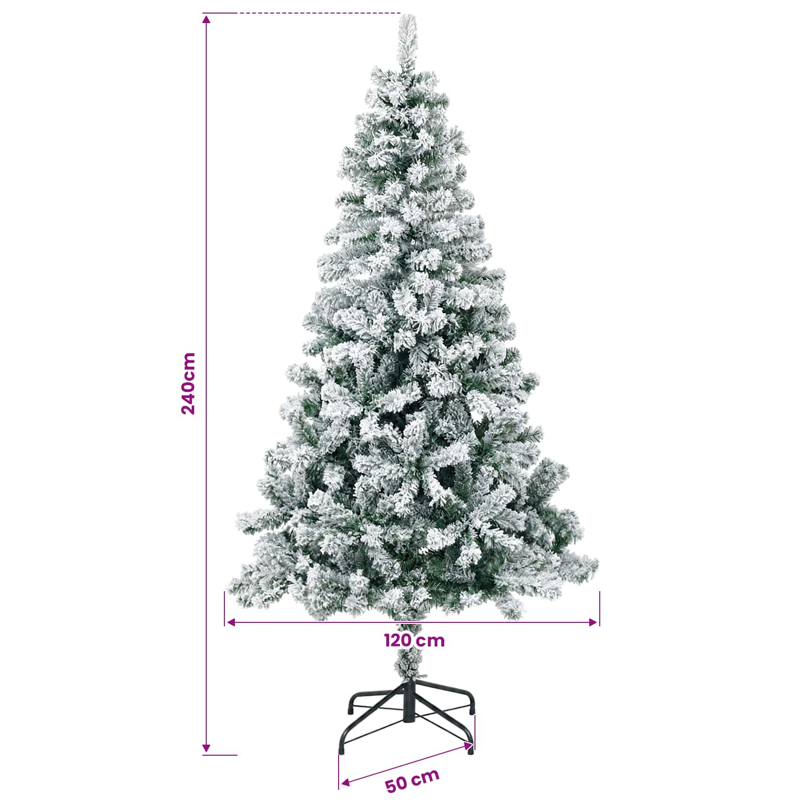 Umjetno božično drevo z okrasnimi kroglami 240 cm 300 LED