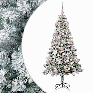 vidaXL Tehisj&otilde;ulukuusk koos kaunistustega 120 cm 150 LED-i Soe valge