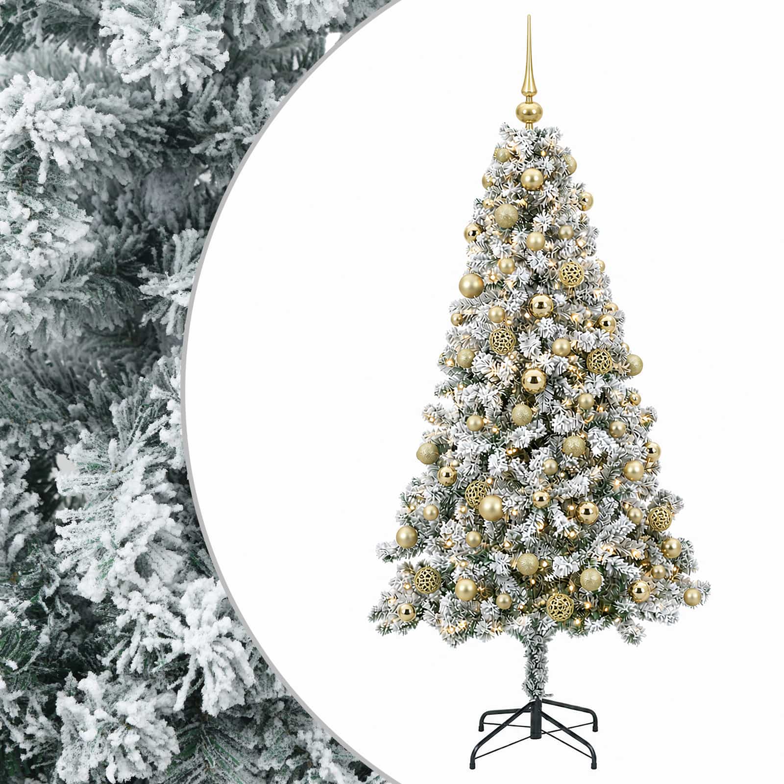 Umjetno božično drevo z okrasnimi kroglami 240 cm 300 LED