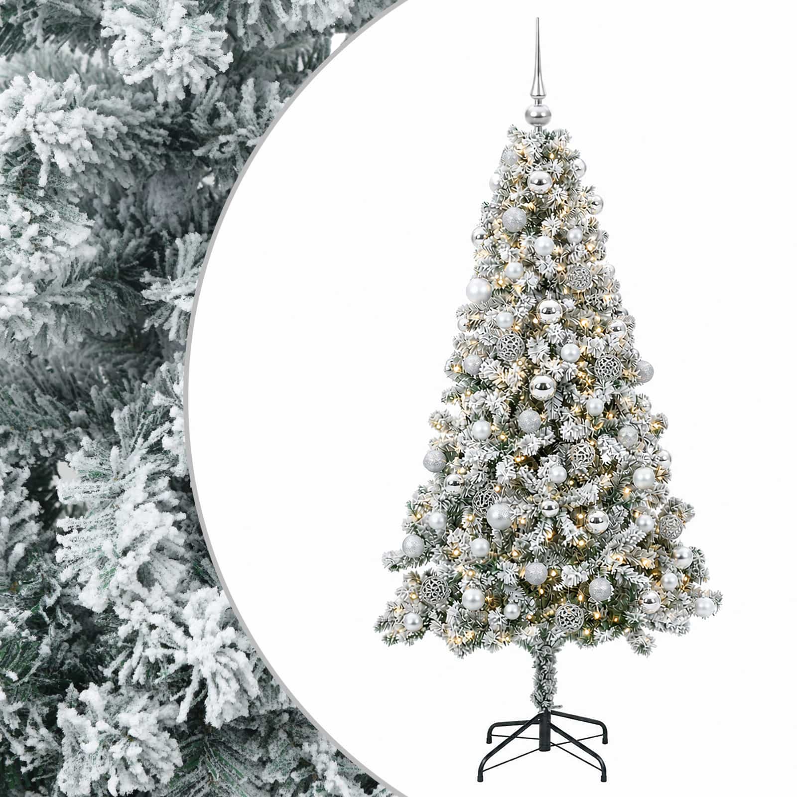 Umjetno božično drevo z okrasnimi kroglami 240 cm 300 LED