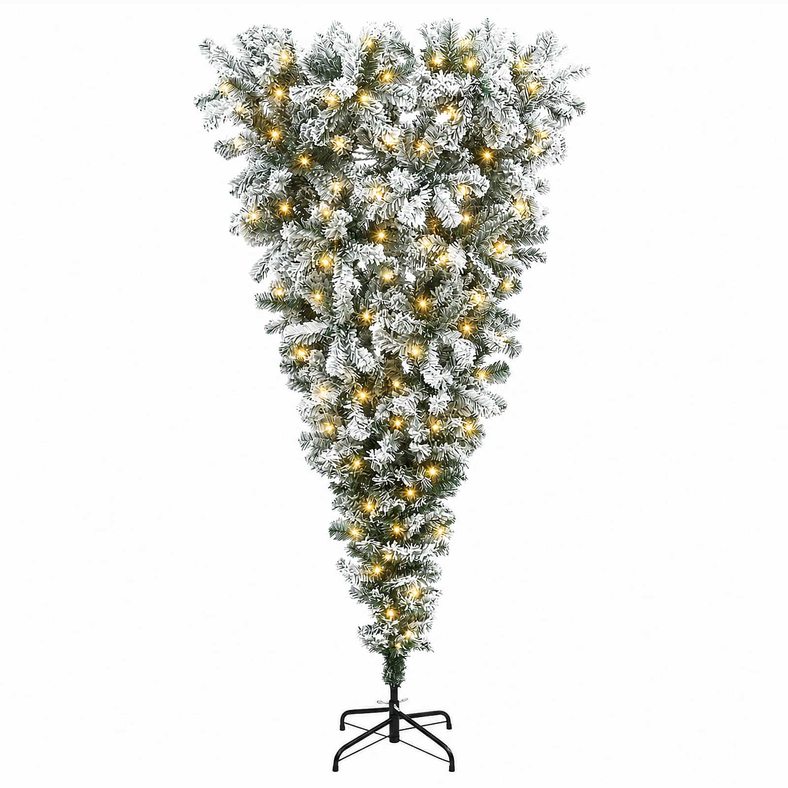 Obrnjen umetni viseči božični dreves 180 cm 300 LED Toplo bela