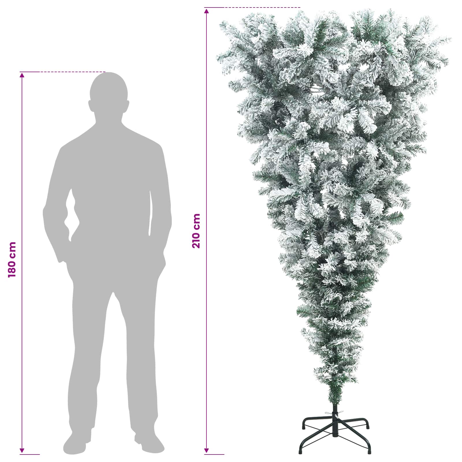 Artificial Christmas Tree with Bauble 300 LEDs size guide