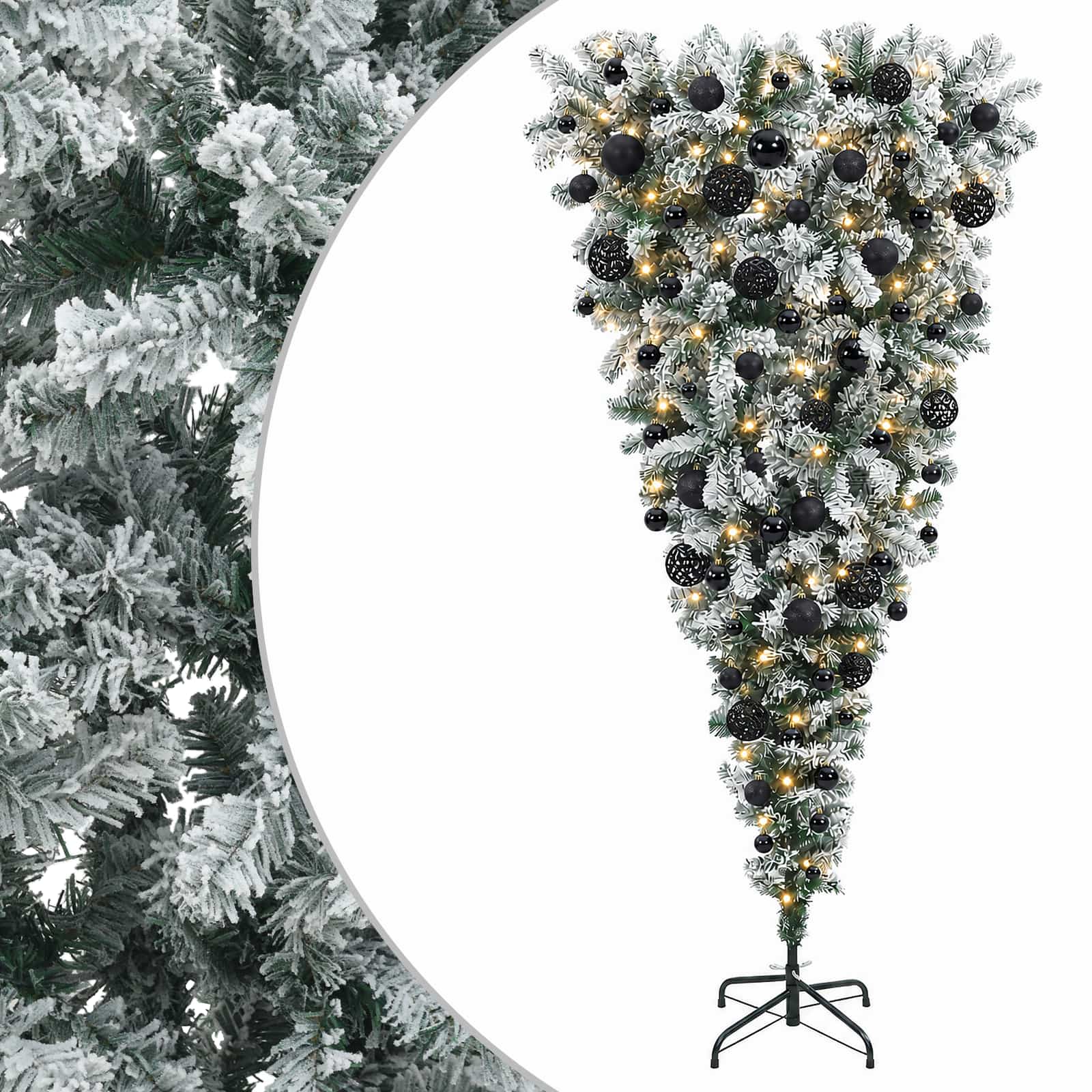 vidaXL Obratený umelý vianočný stromček s pántmi 180 cm 300 LED