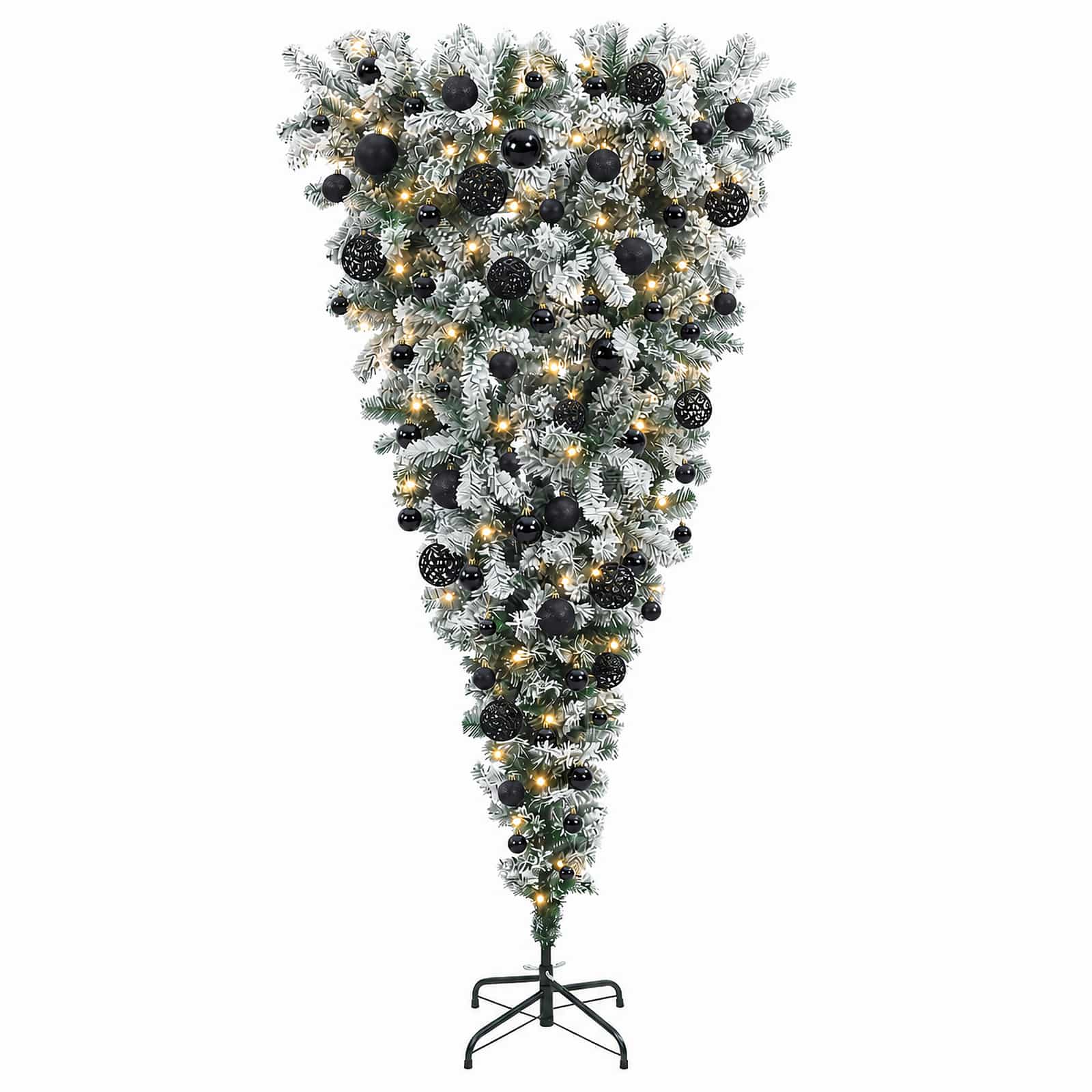 Obrnjen umetni viseči božični dreves 210 cm 300 LED Toplo bela