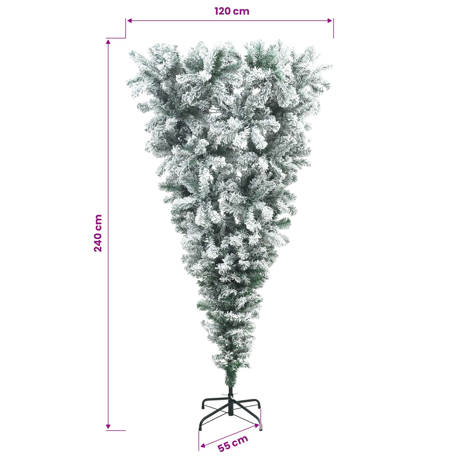 Umetna božična jelka z bučko 240 cm 300 LED Toplo bela