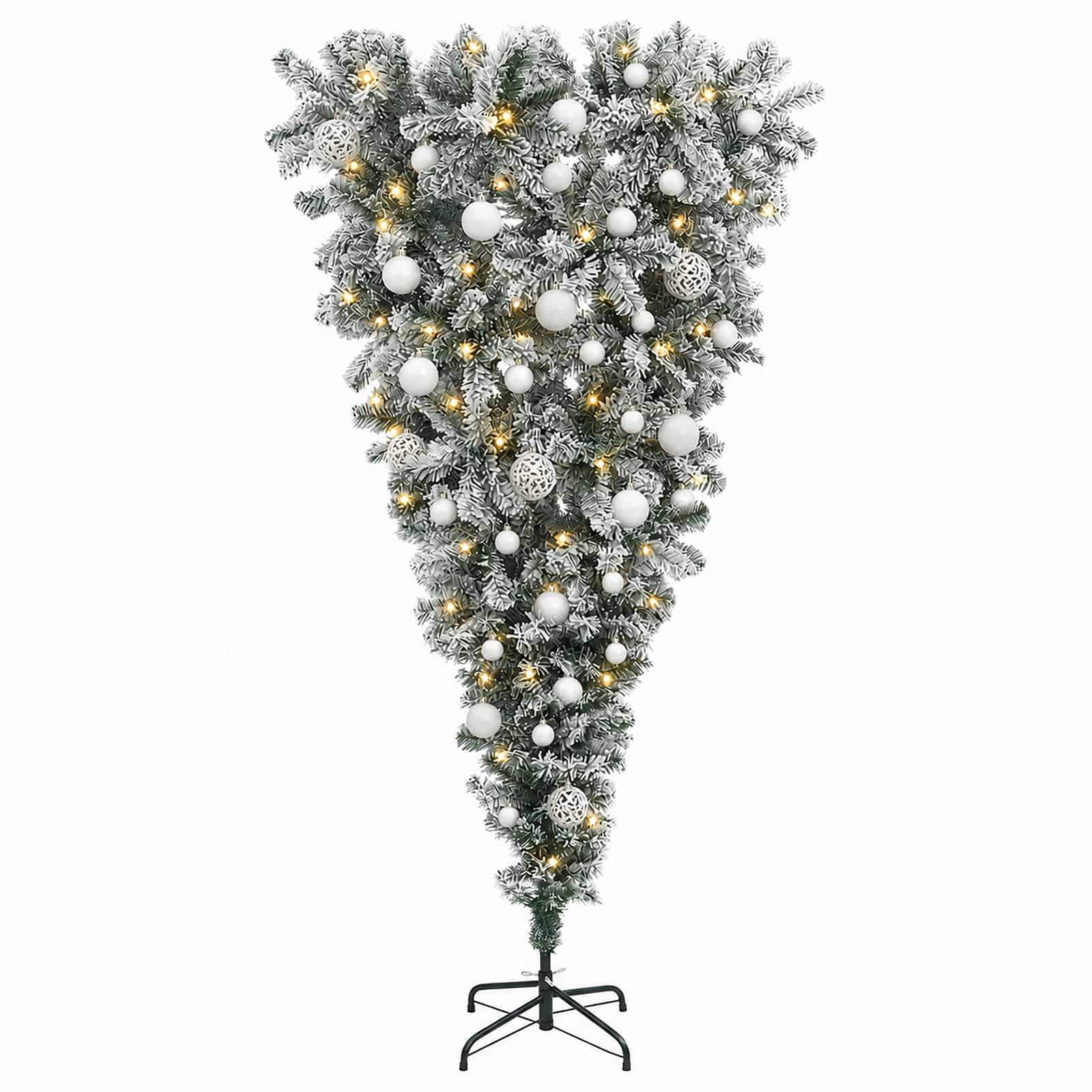 Obrnjen umetni viseči božični dreves 120 cm 150 LED Toplo bela