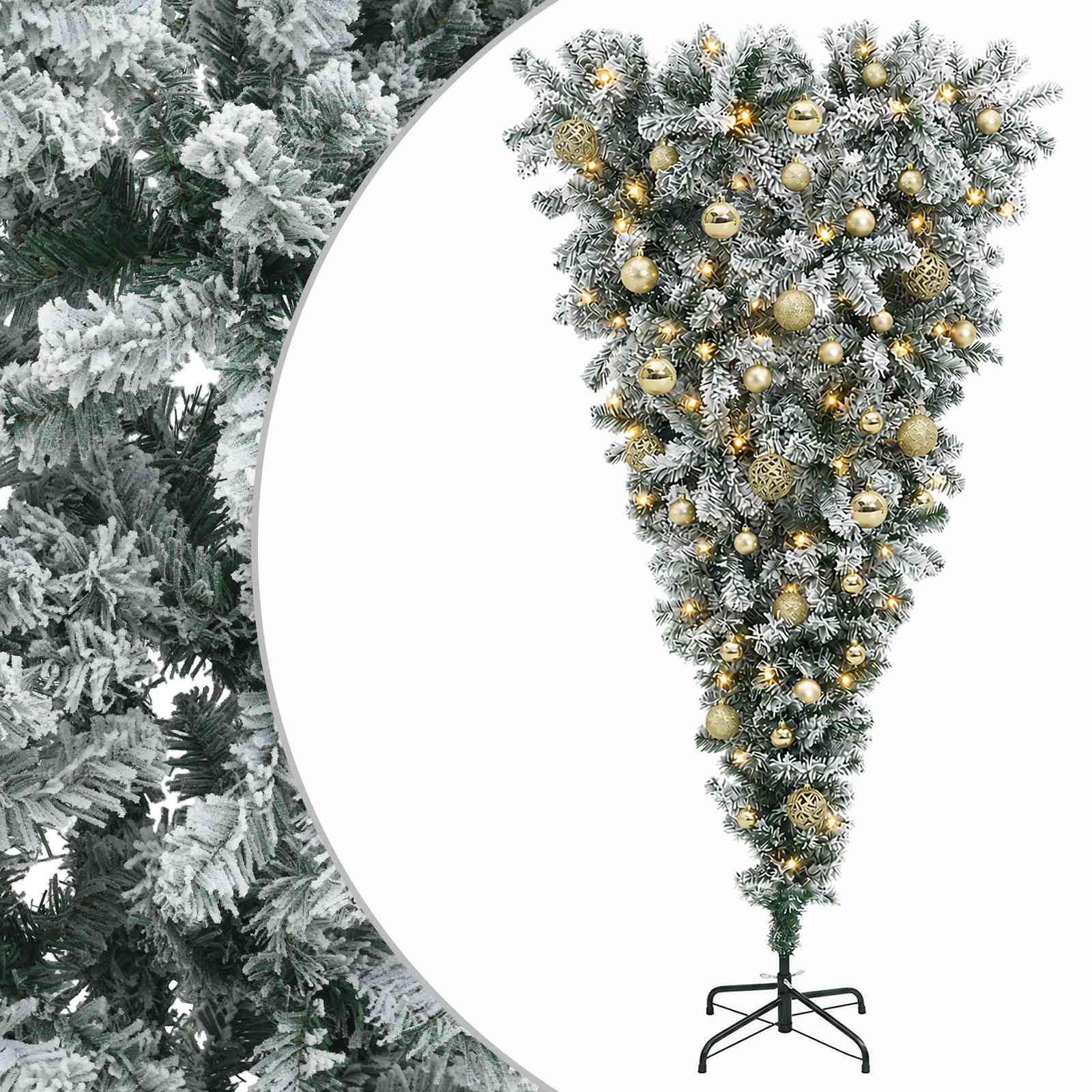 Obrnjen umetni viseči božični dreves 120 cm 150 LED Toplo bela