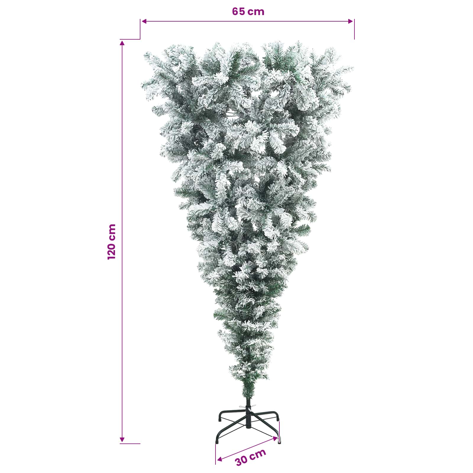 Obrnjen umetni viseči božični dreves 120 cm 150 LED Toplo bela