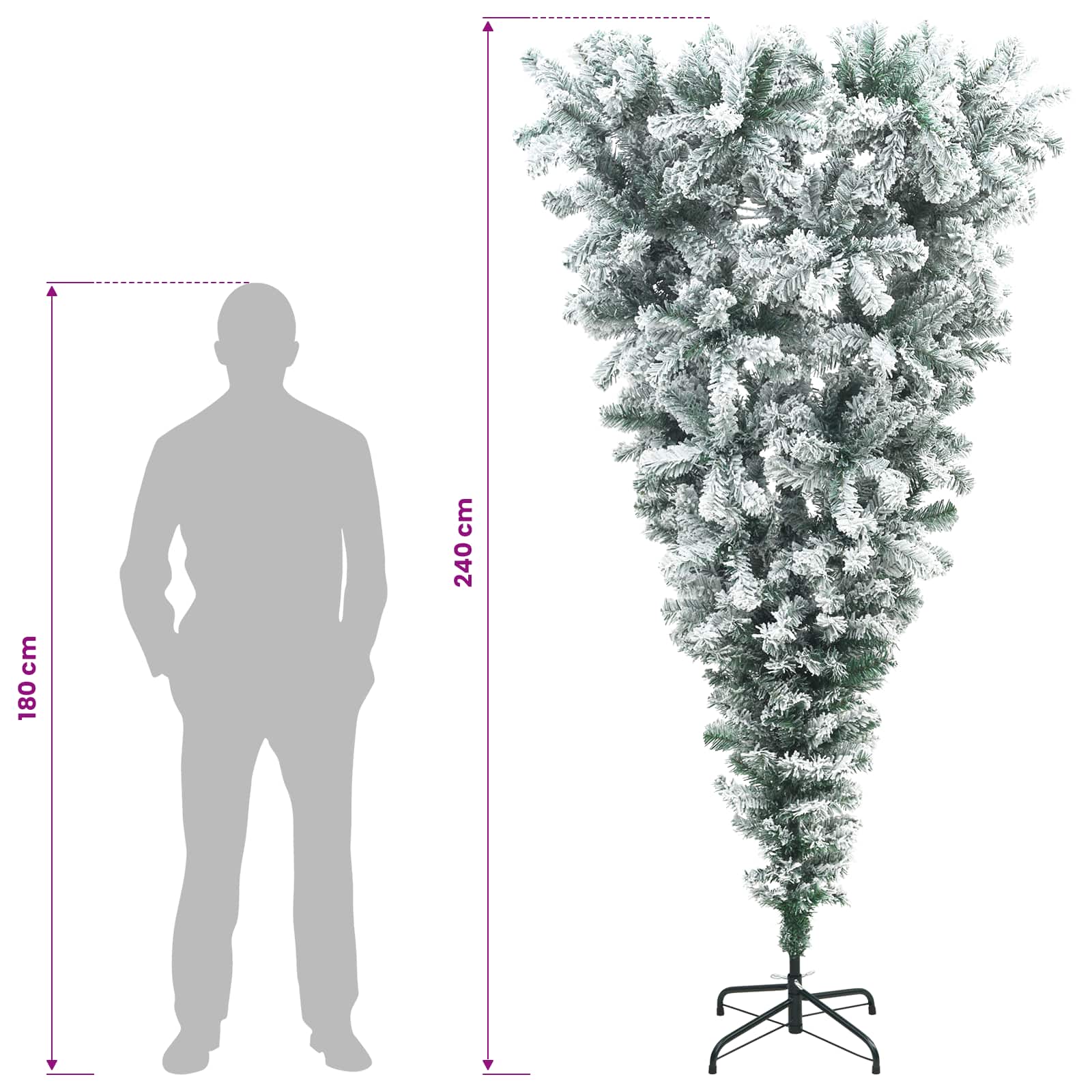 Umetna božična jelka z bučko 240 cm 300 LED Toplo bela