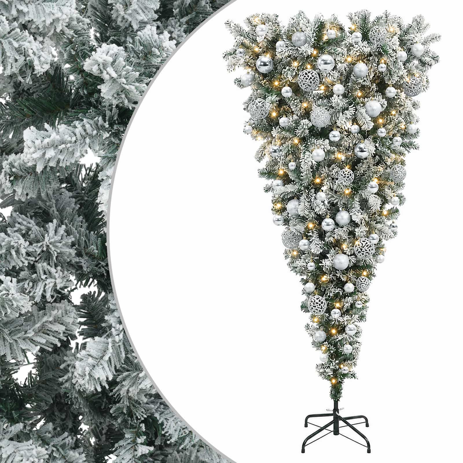 Umetna božična jelka z bučko 210 cm 300 LED Toplo bela