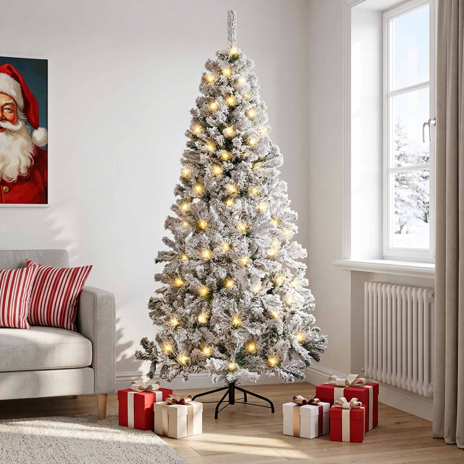 Umetno Zložljivo Božično Drevo 240 cm 300 LED Toplo bela