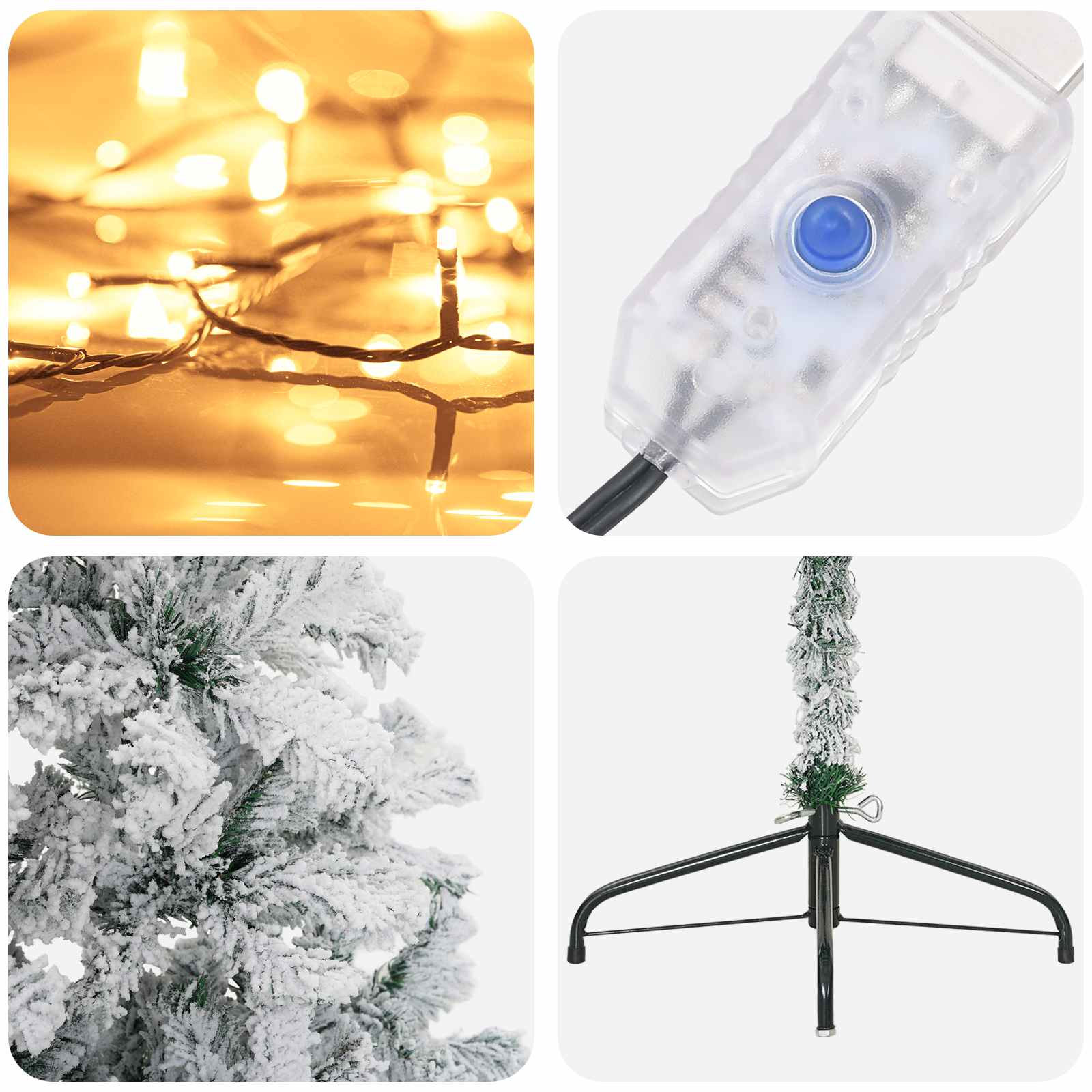 Umetno Zložljivo Božično Drevo 210 cm 300 LED Toplo bela