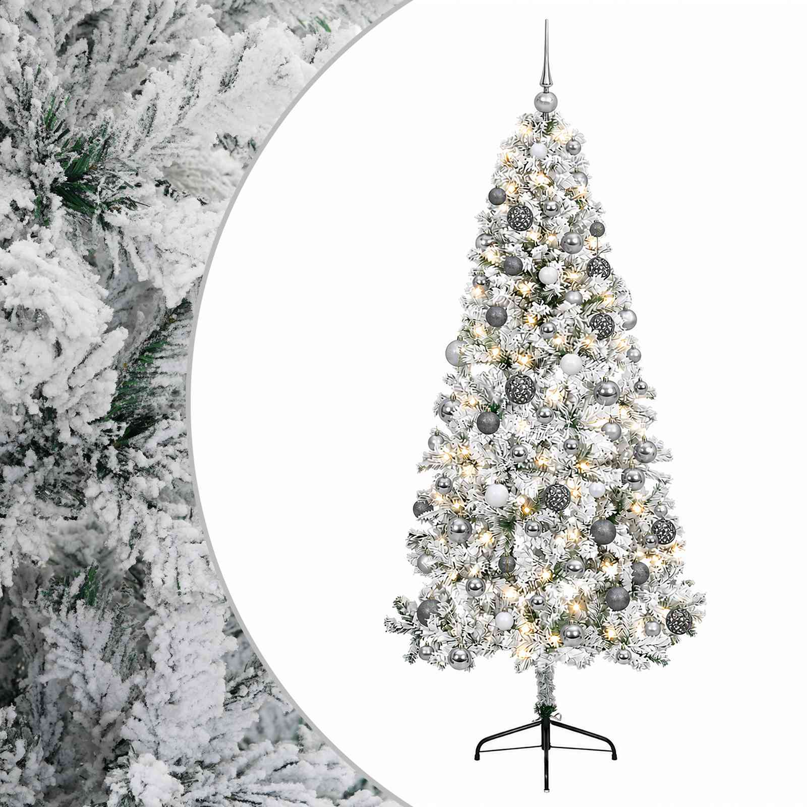 vidaXL Brad de Crăciun artificial cu glob 240 cm 300 LED-uri Alb cald