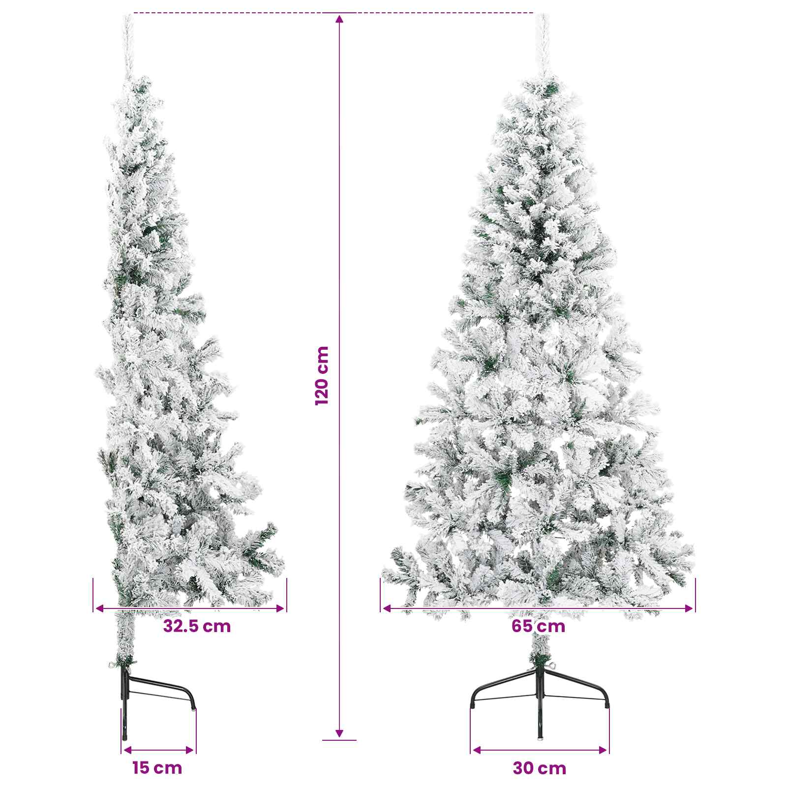 Artificial Christmas Tree with Bauble 150 LEDs size guide