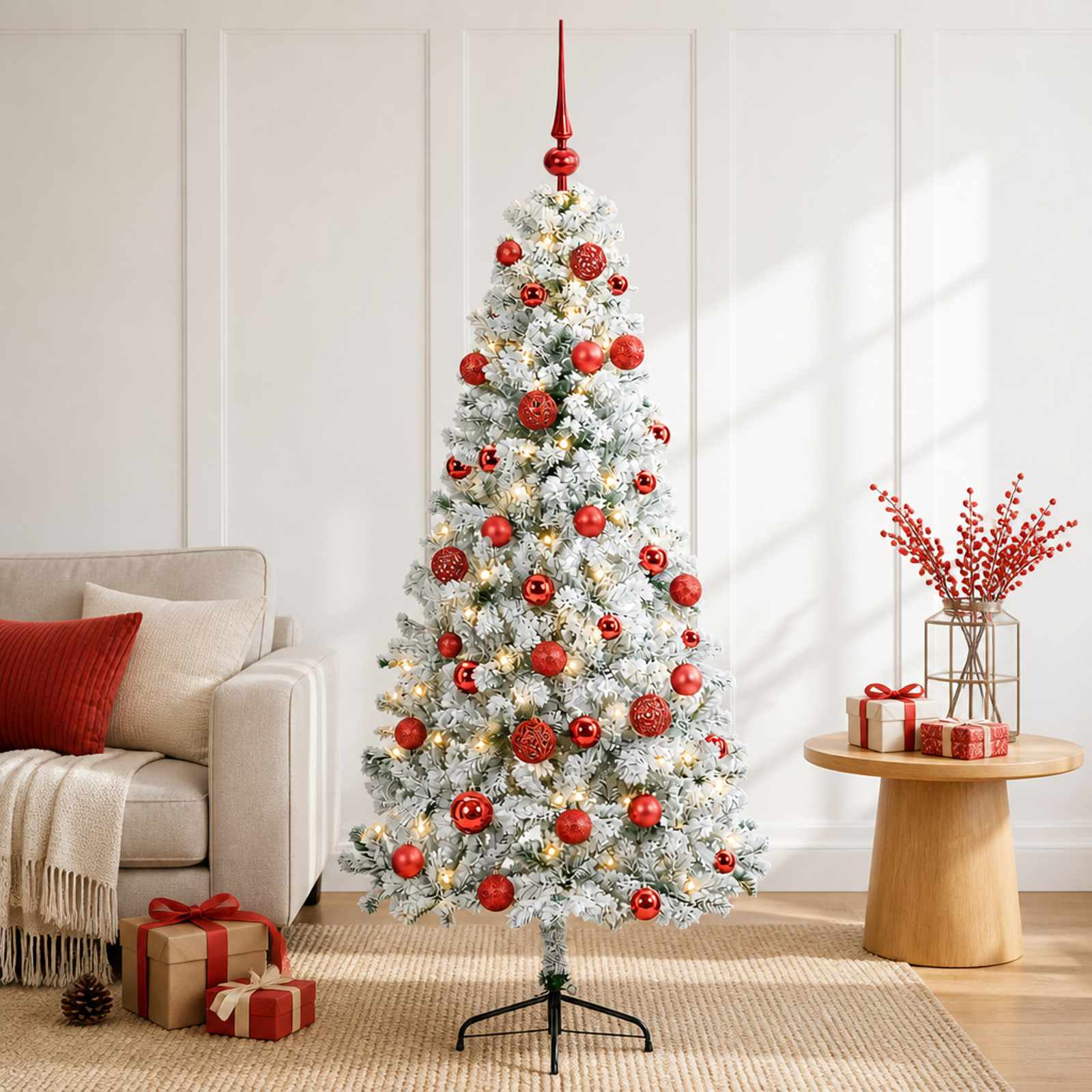 Umetna božična jelka z bučko 120 cm 150 LED Toplo bela