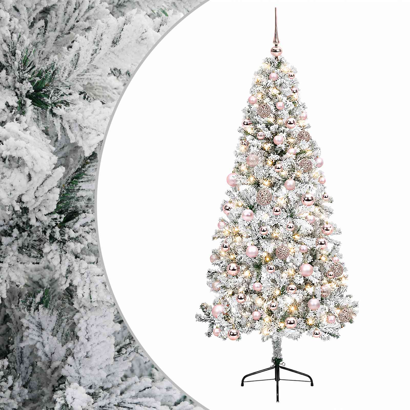 vidaXL Umelý vianočný stromček s vianočnými guľami 240 cm 300 LED