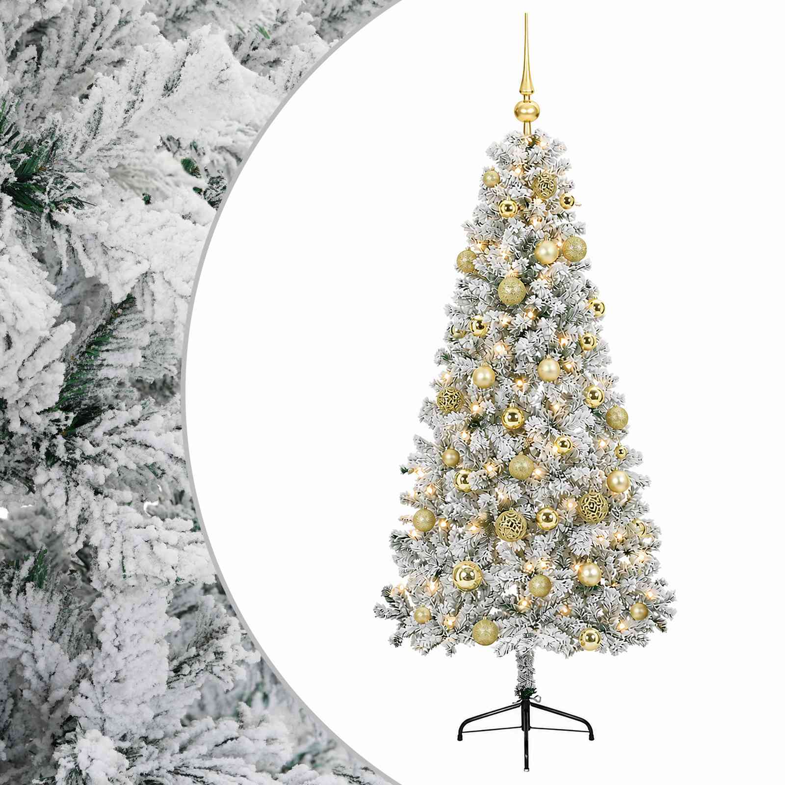 vidaXL Umelý vianočný stromček s vianočnými guľami 150 cm 150 LED