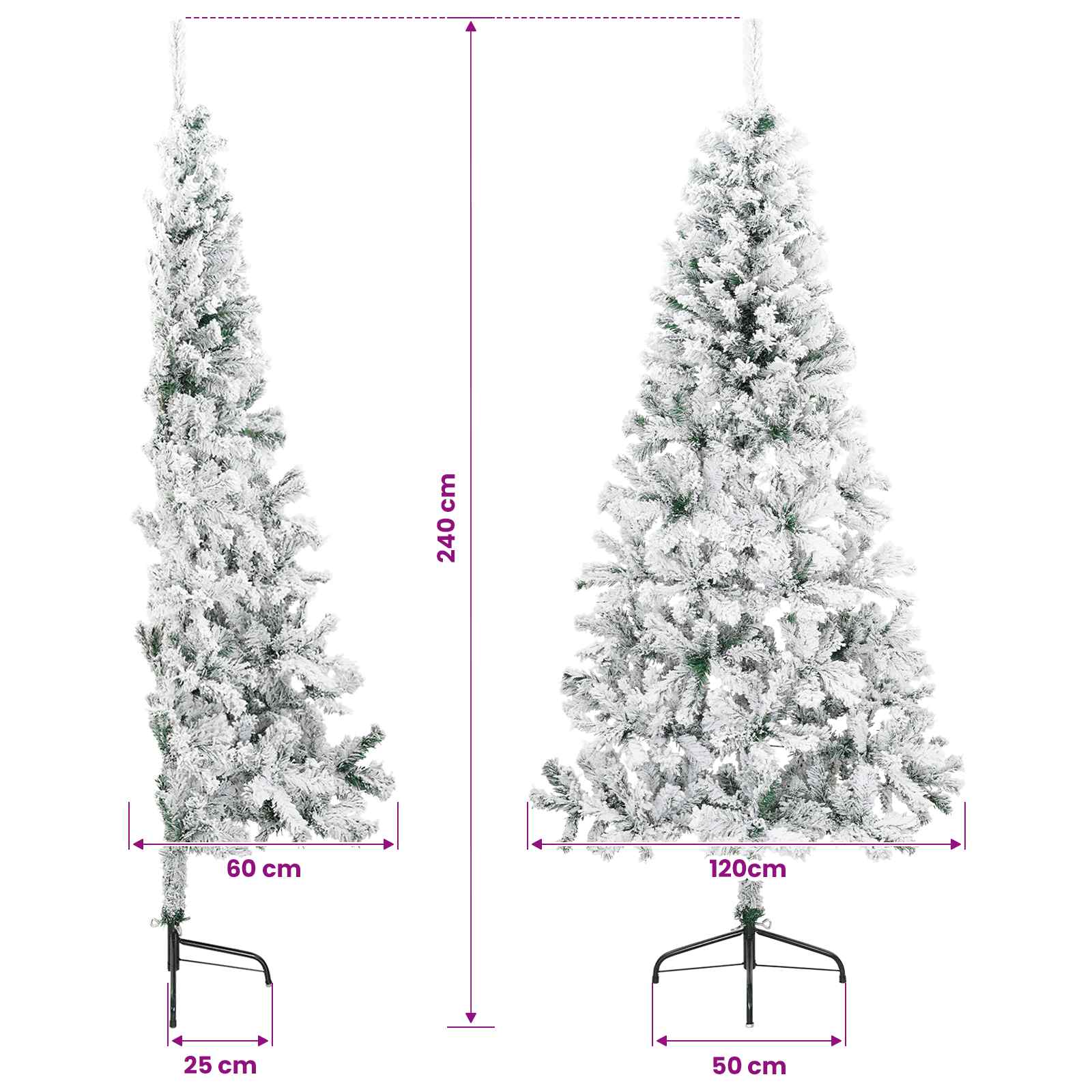 Umetna božična jelka z bučko 240 cm 300 LED Toplo bela