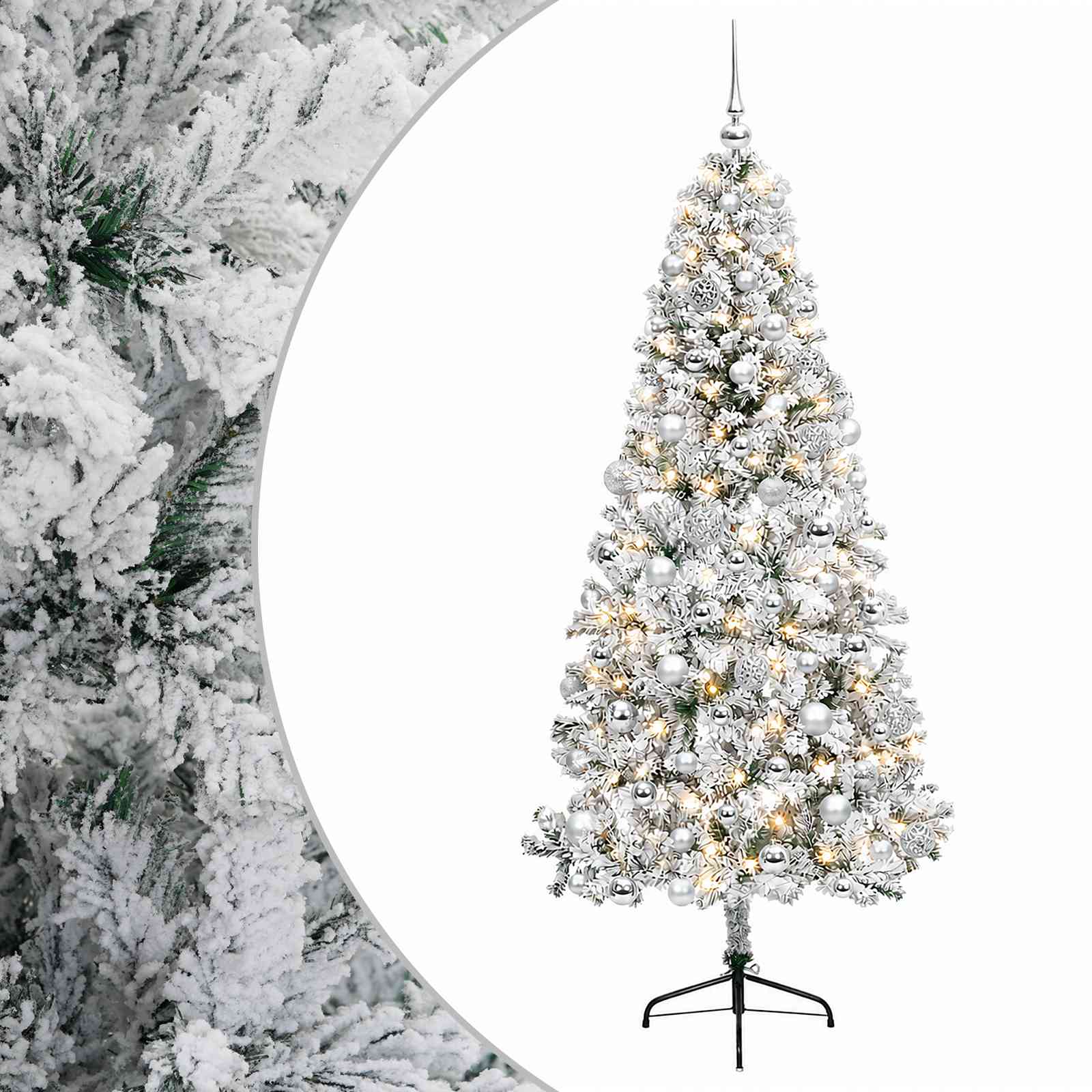 vidaXL Brad de Crăciun artificial cu glob 240 cm 300 LED-uri Alb cald