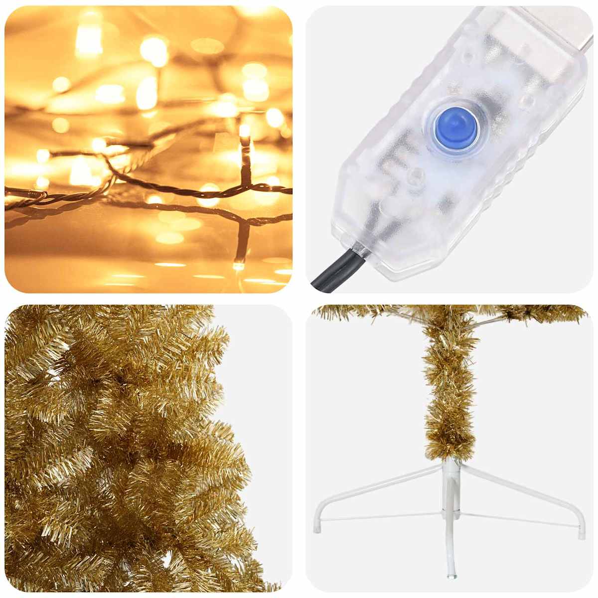 Kunstigt juletræ med julekugle 300 LED'er Varm hvid - Billede 7
