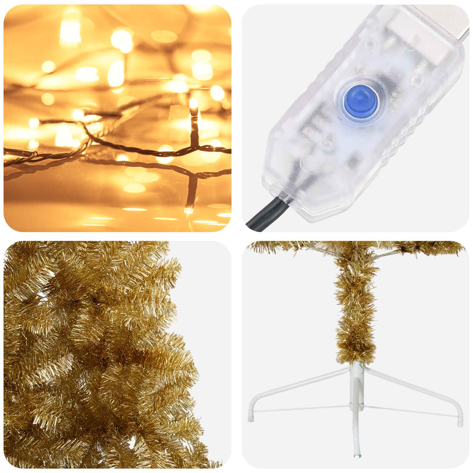Umetno Zložljivo Božično Drevo 240 cm 300 LED Toplo bela