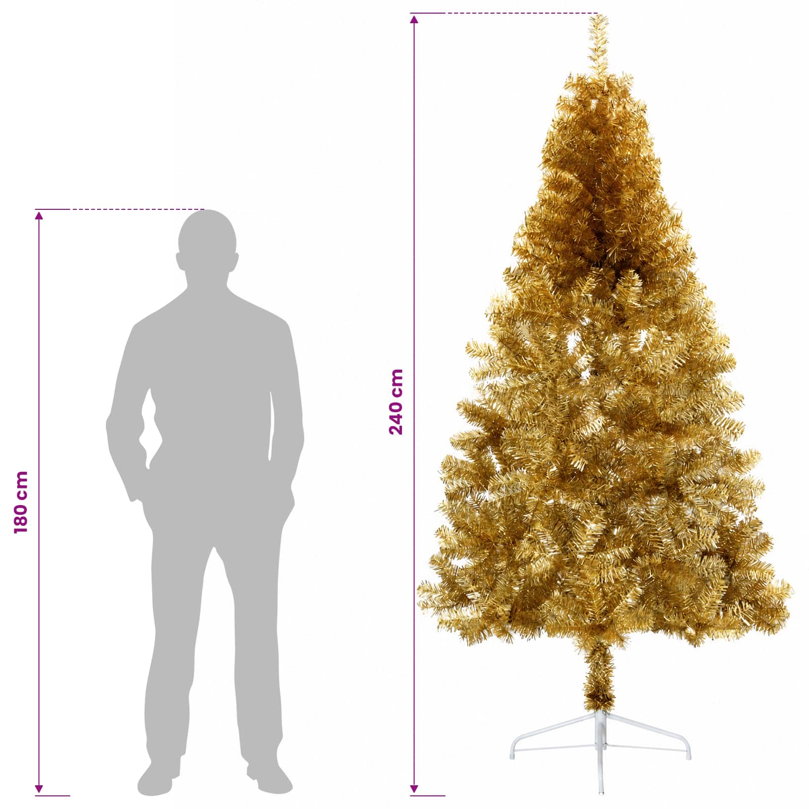 Umetno Zložljivo Božično Drevo 240 cm 300 LED Toplo bela