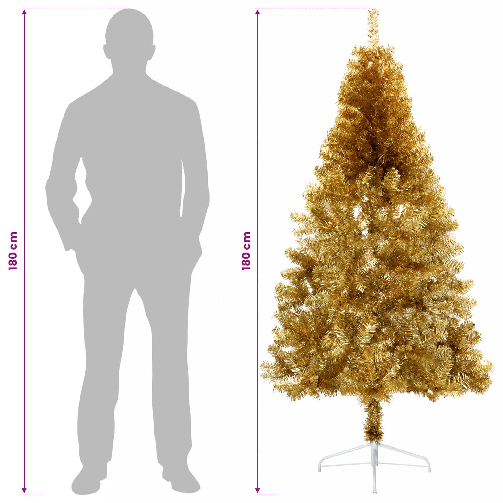 Umetna božična jelka z bučko 180 cm 300 LED Toplo bela