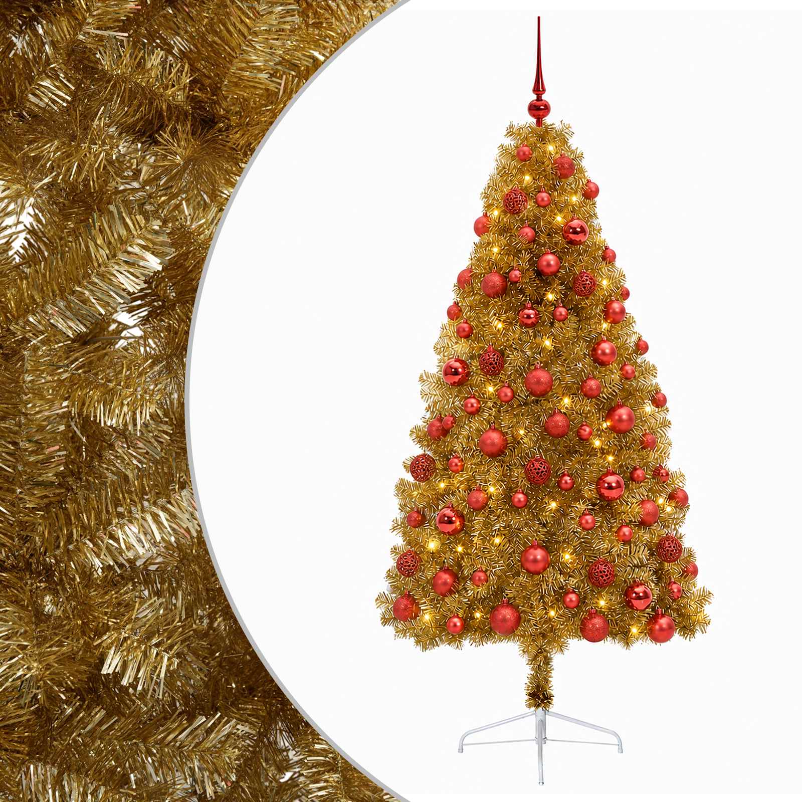 vidaXL Brad de Crăciun artificial cu glob 210 cm 300 LED-uri Alb cald