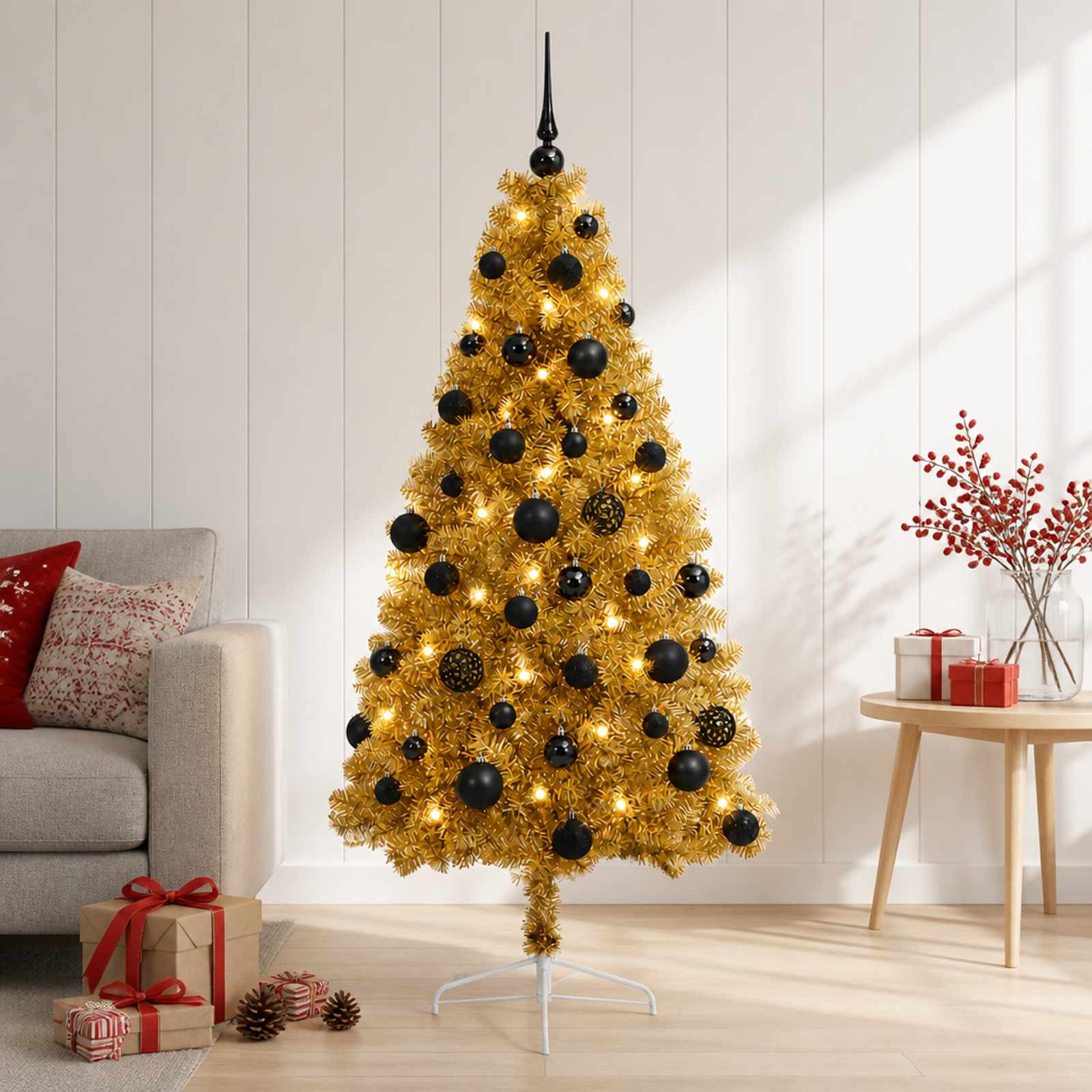 Umetna božična jelka z bučko 150 cm 150 LED Toplo bela