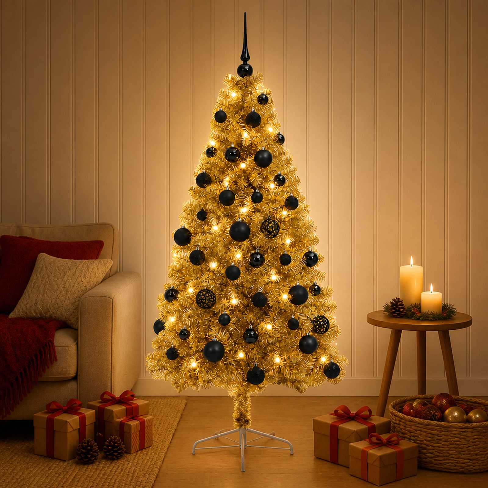 Umetna božična jelka z bučko 150 cm 150 LED Toplo bela