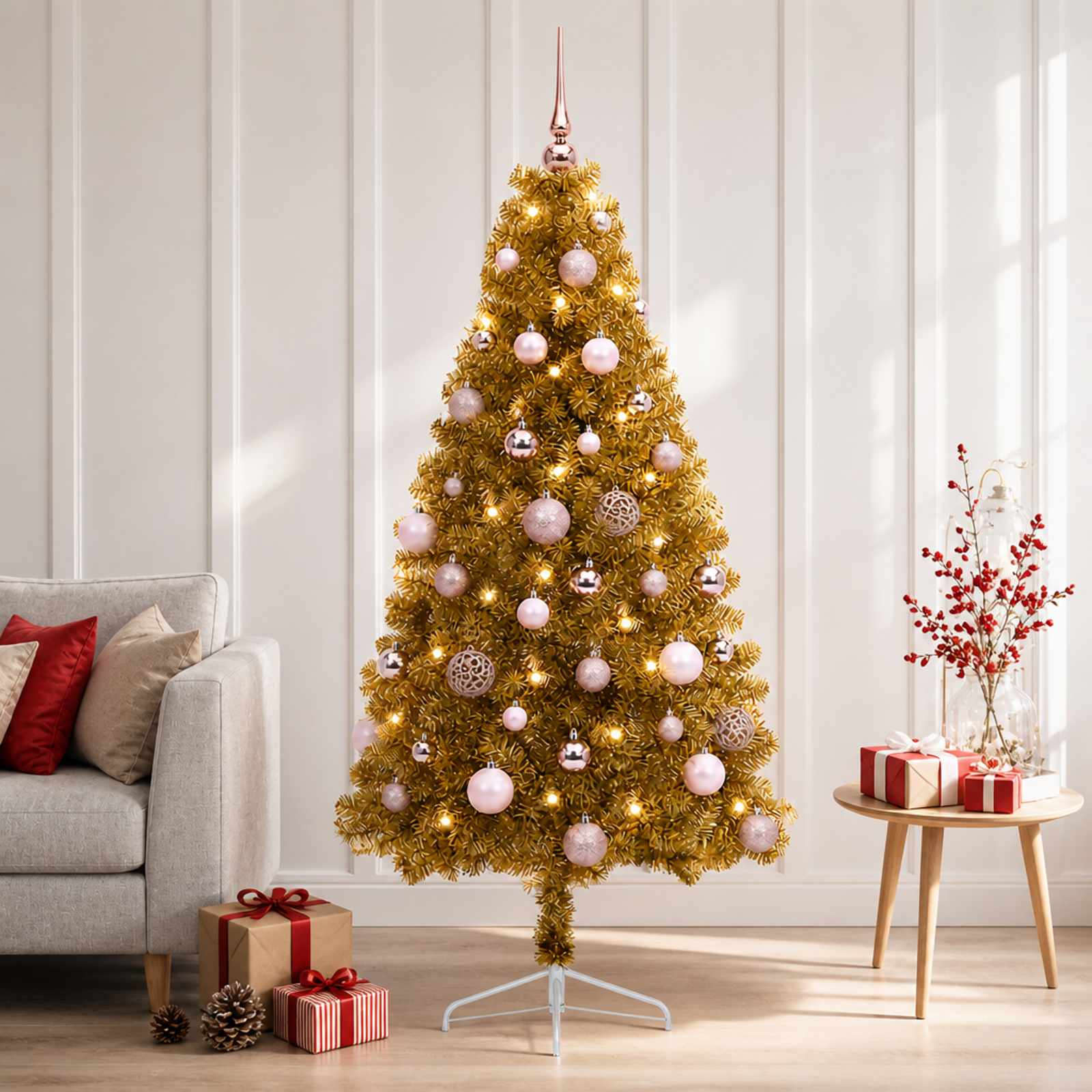 Umetna božična jelka z bučko 150 cm 150 LED Toplo bela