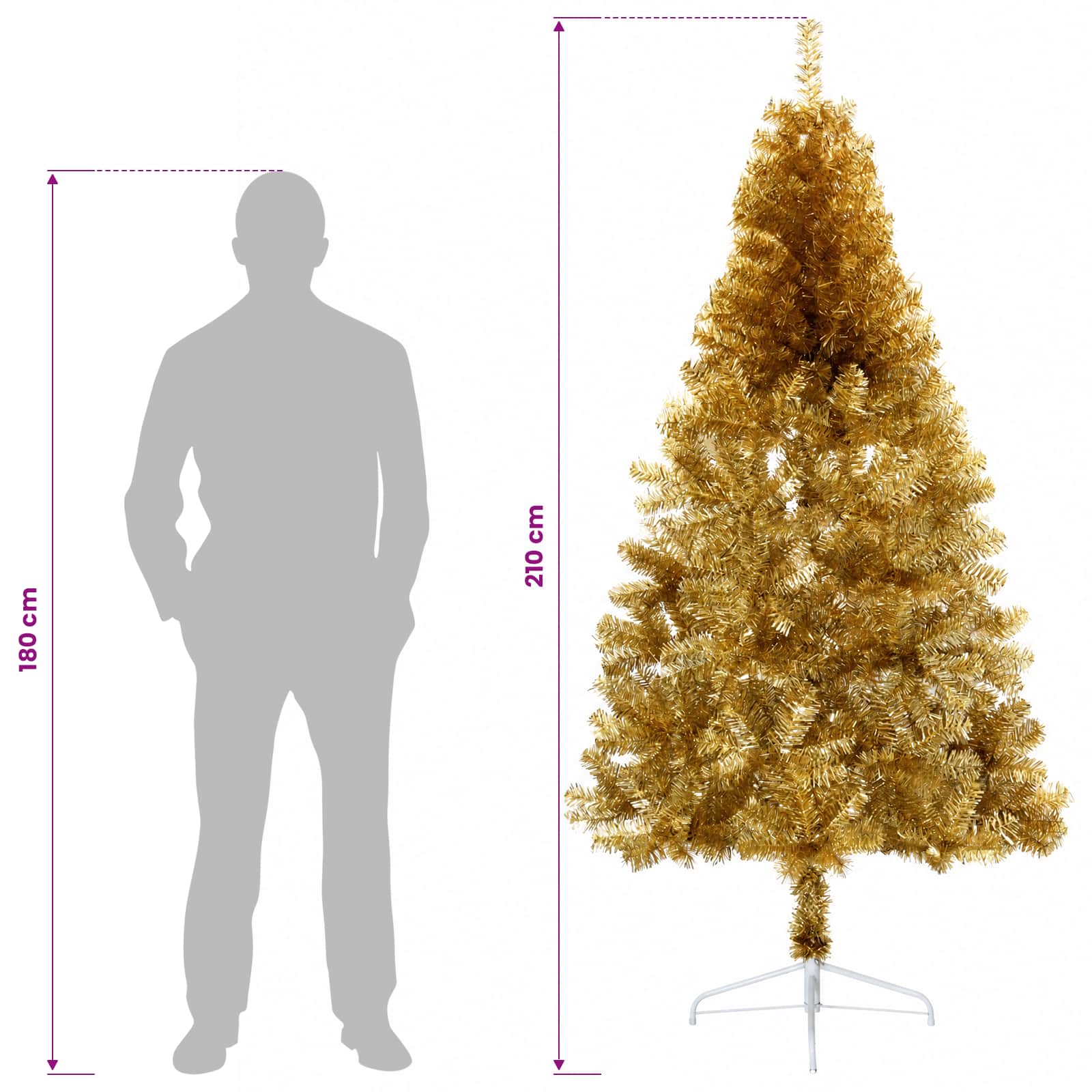 Umetna božična jelka z bučko 210 cm 300 LED Toplo bela