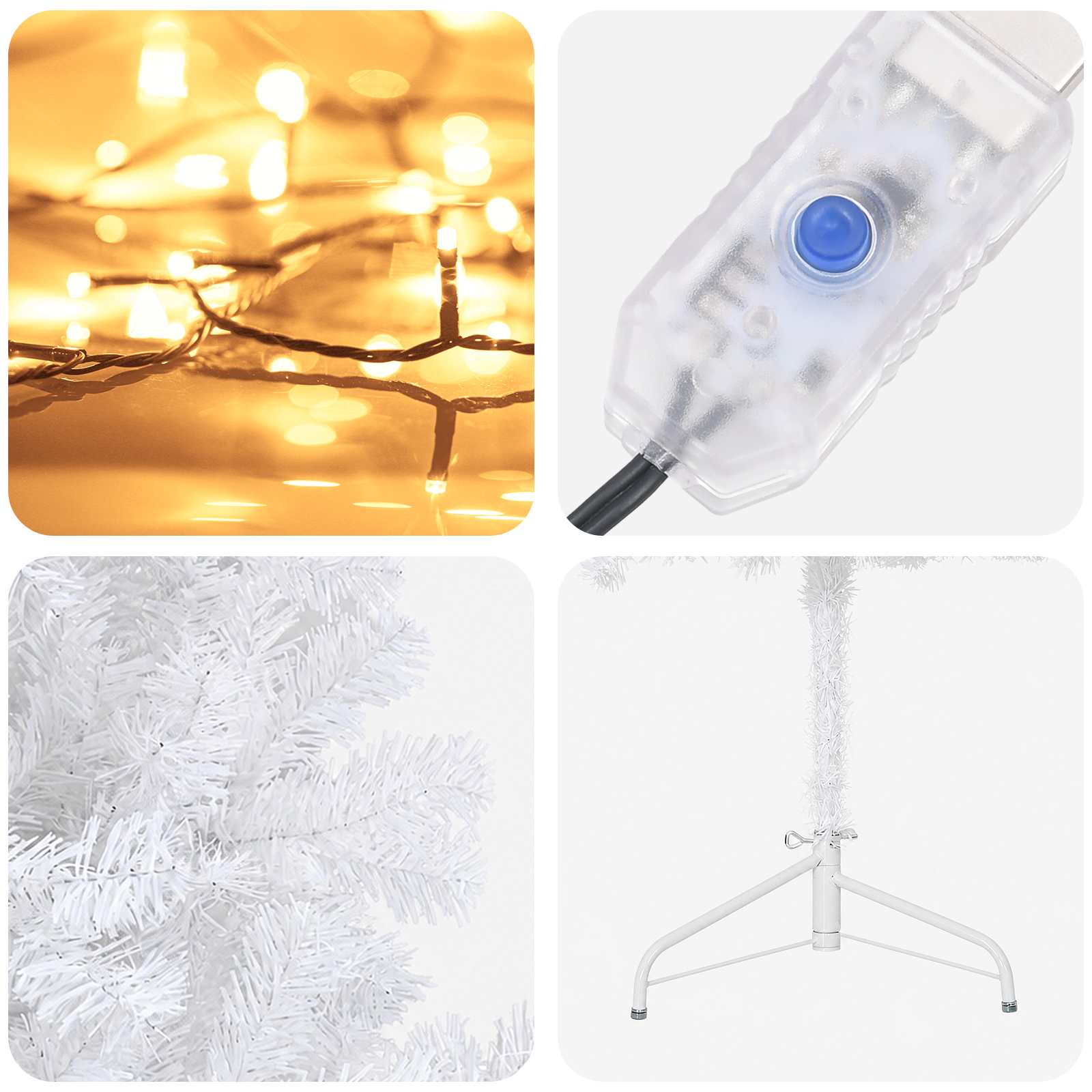 Umetno Zložljivo Božično Drevo 120 cm 150 LED Toplo bela