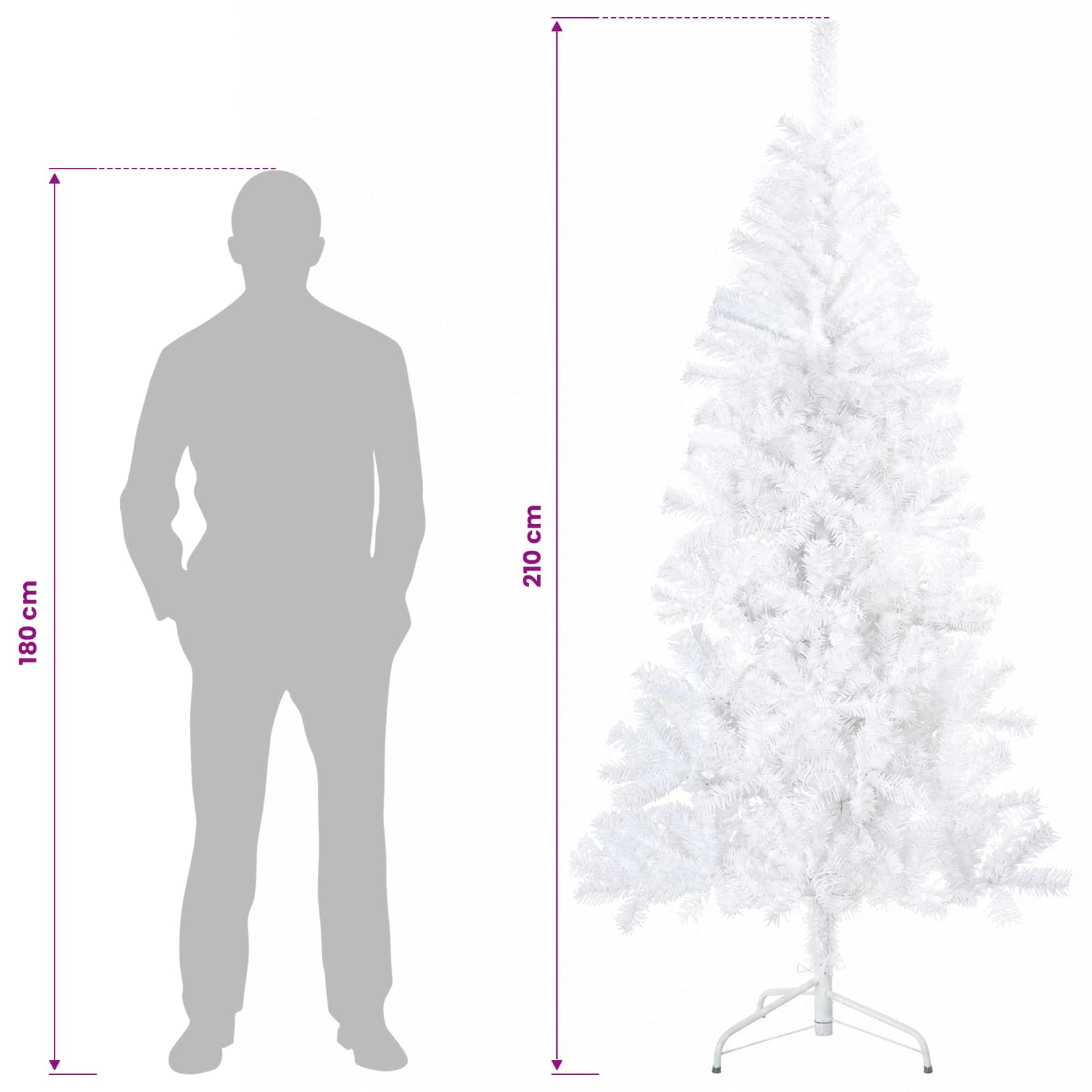 Umetna božična jelka z bučko 210 cm 300 LED Toplo bela