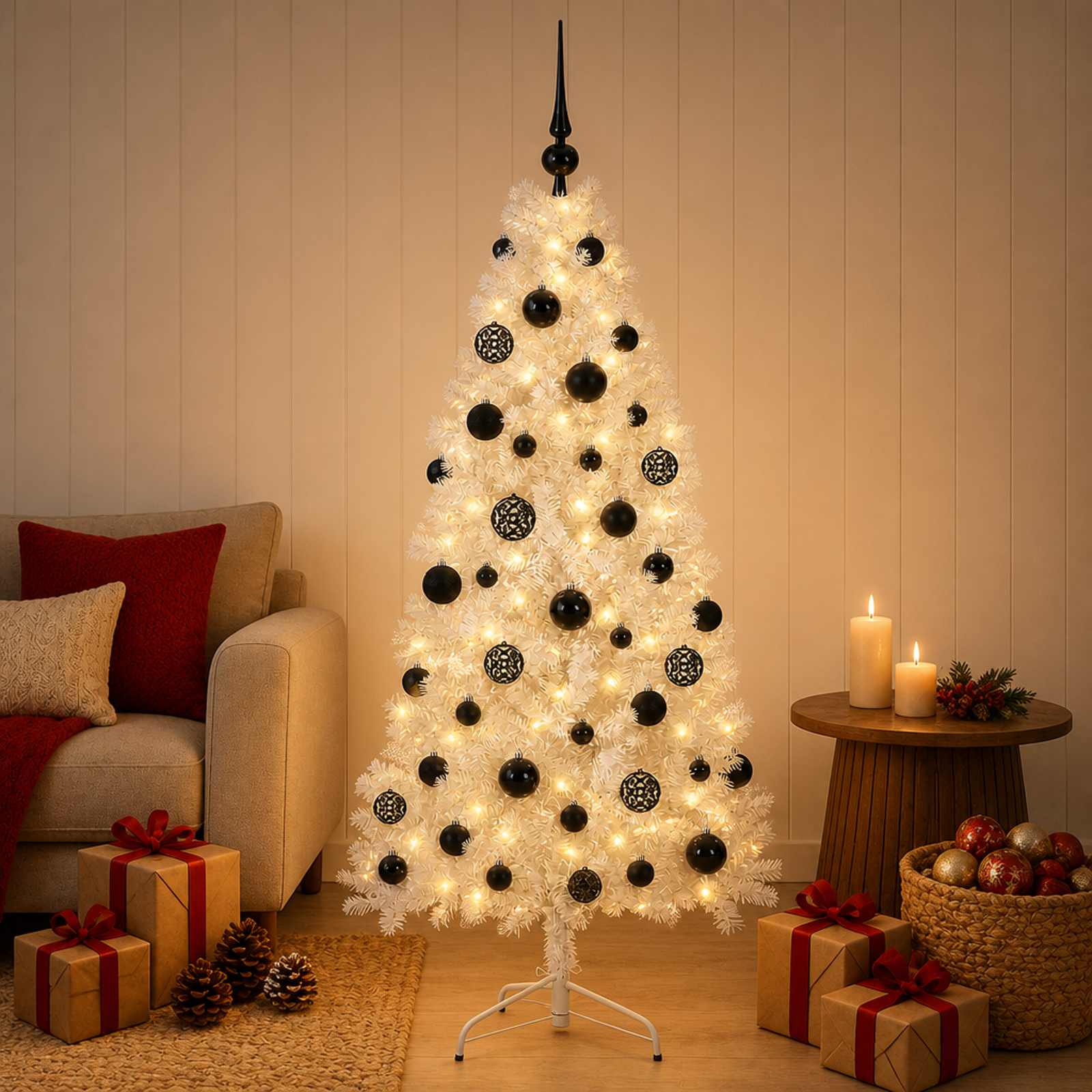 Umetno Zložljivo Božično Drevo 150 cm 150 LED Toplo bela