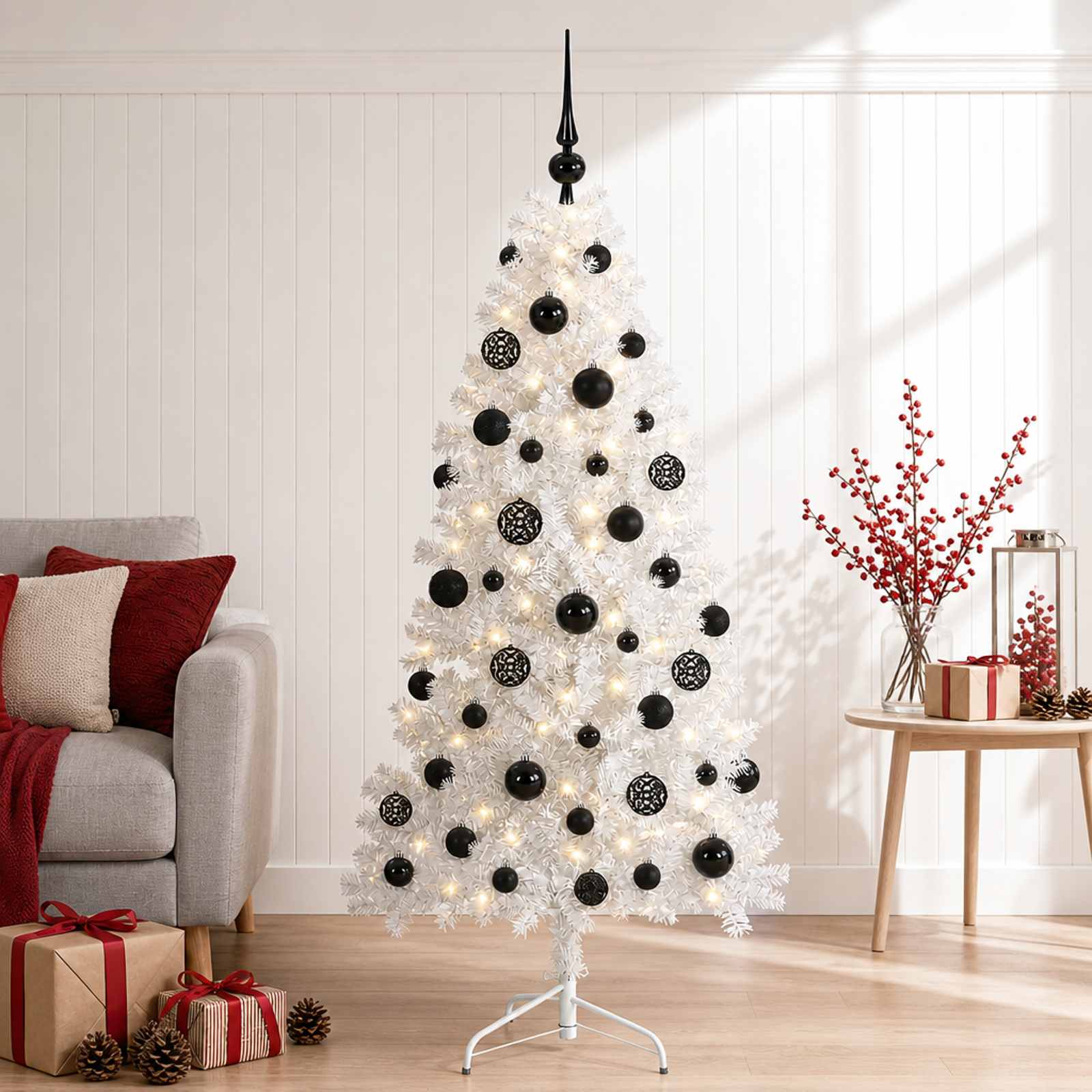 Umetno Zložljivo Božično Drevo 150 cm 150 LED Toplo bela