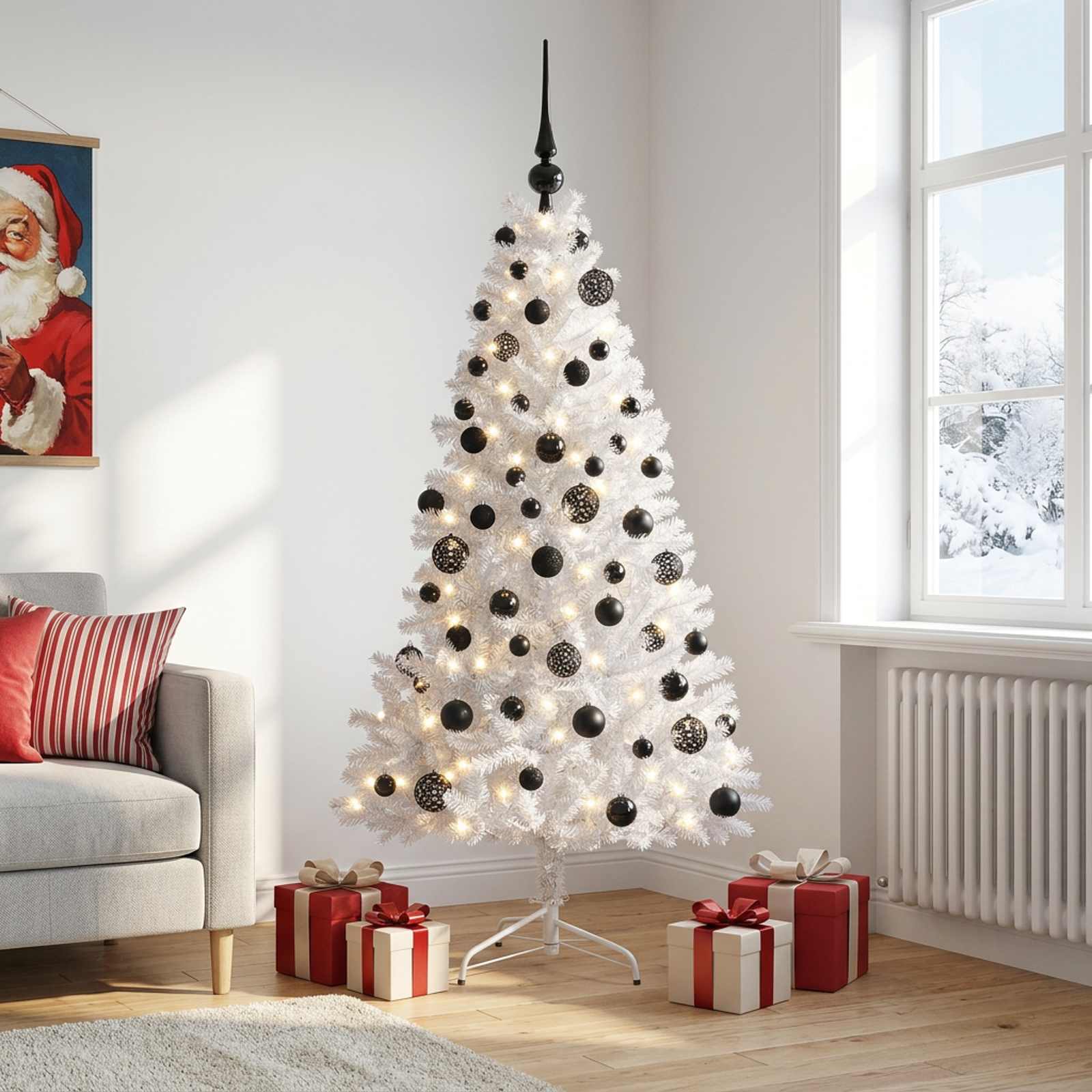 Umetna božična jelka z bučko 210 cm 300 LED Toplo bela
