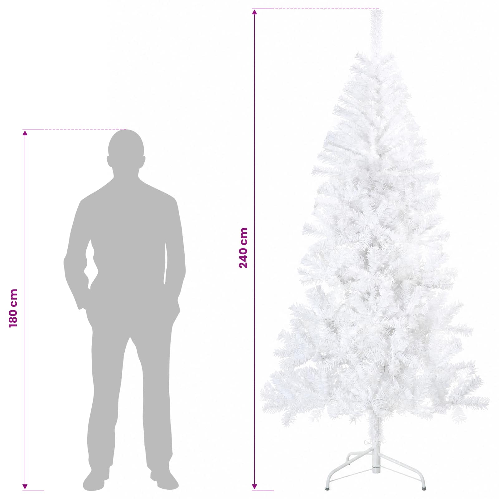 Umetna božična jelka z bučko 240 cm 300 LED Toplo bela