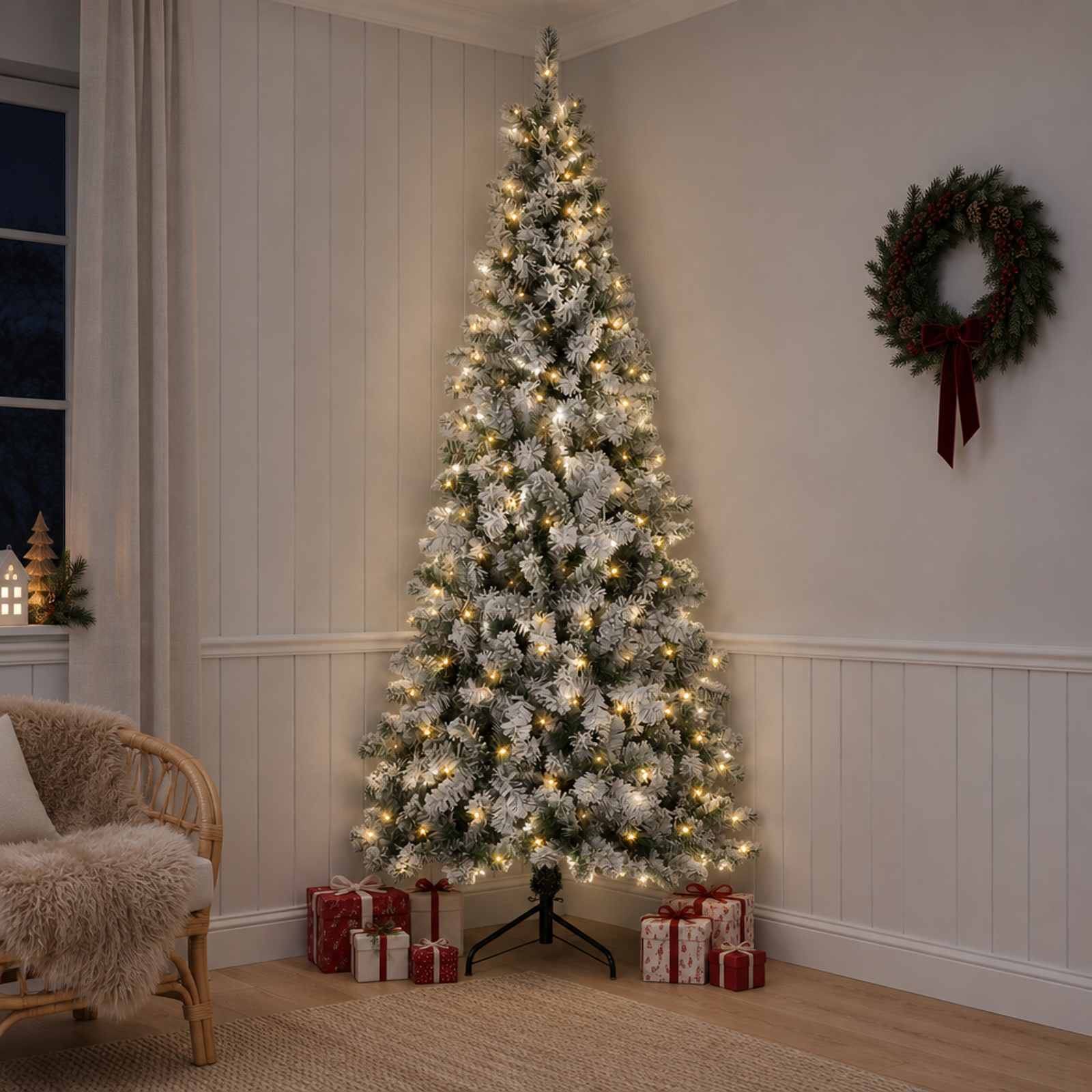Artificial Hinged Christmas Tree 300 LEDs Warm — photo 1 of 9