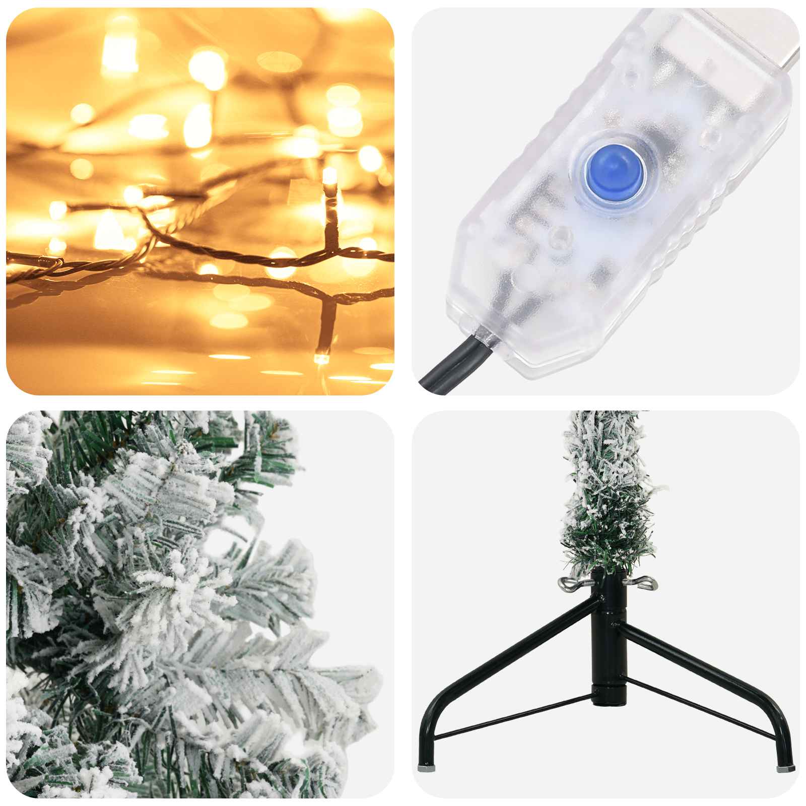 Umetno Zložljivo Božično Drevo 210 cm 300 LED Toplo bela