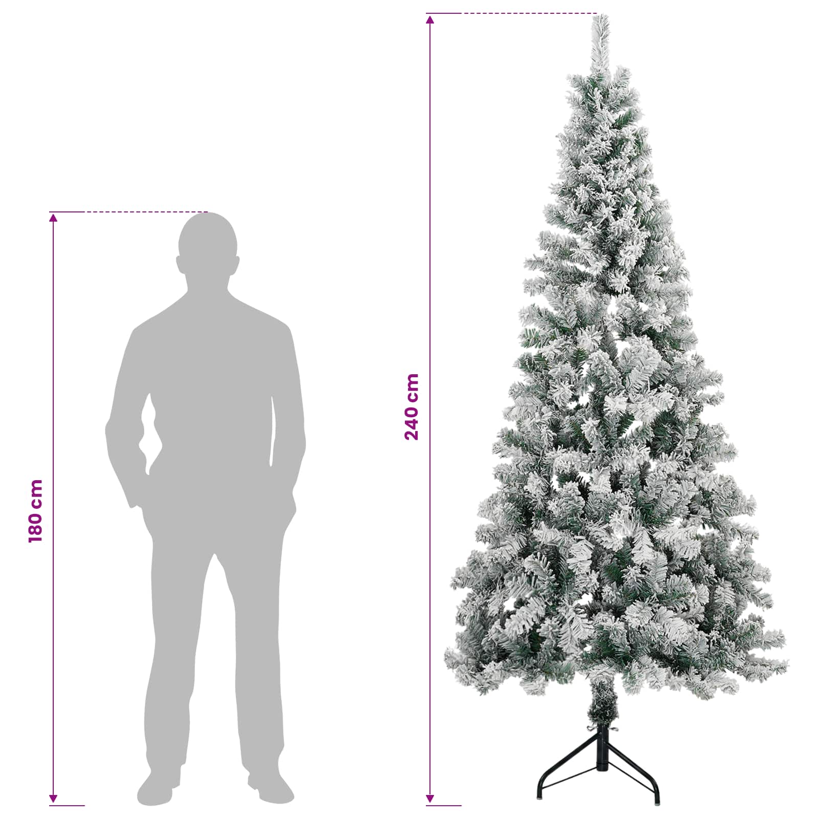 Artificial Christmas Tree with Bauble 300 LEDs size guide