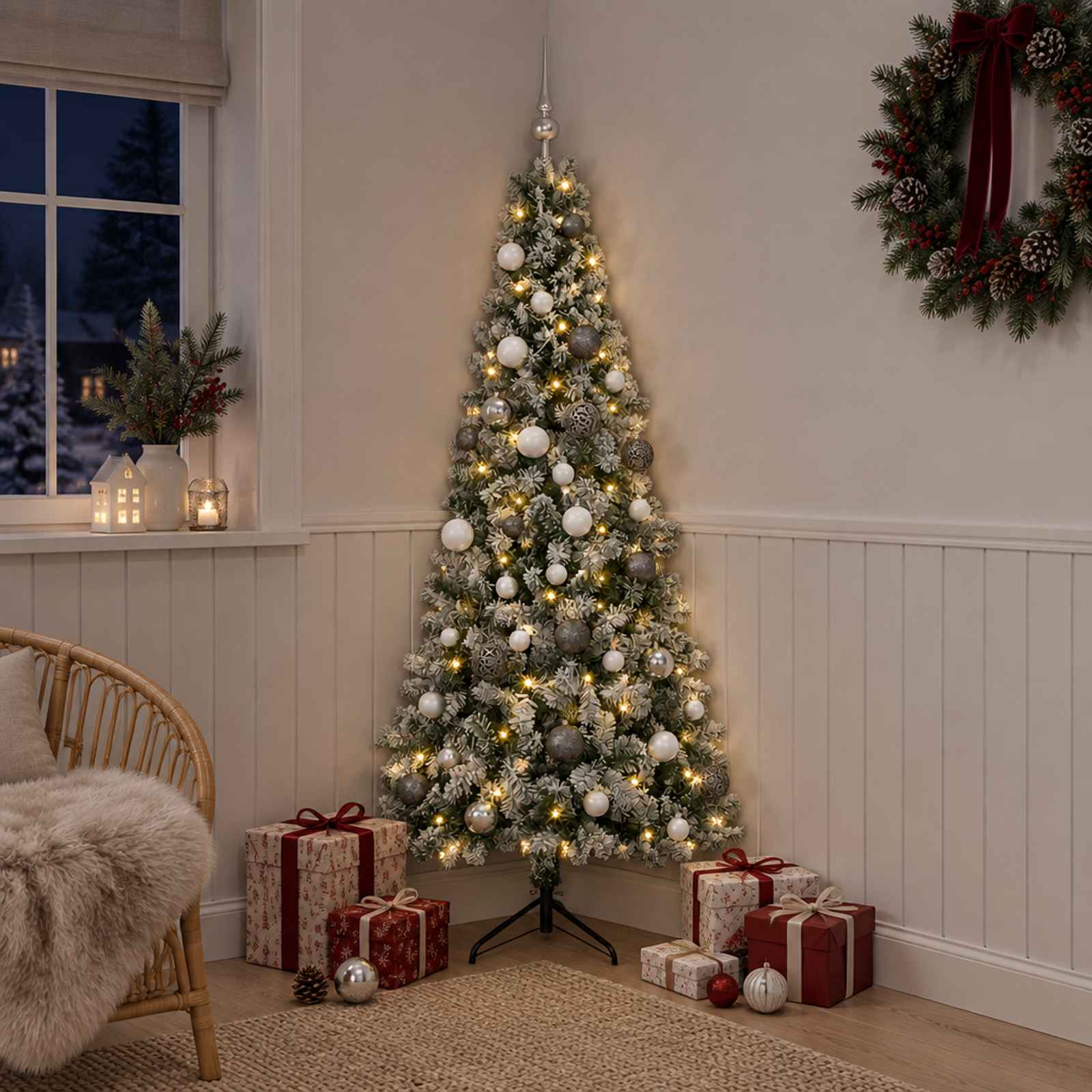 Umetna božična jelka z bučko 120 cm 150 LED Toplo bela