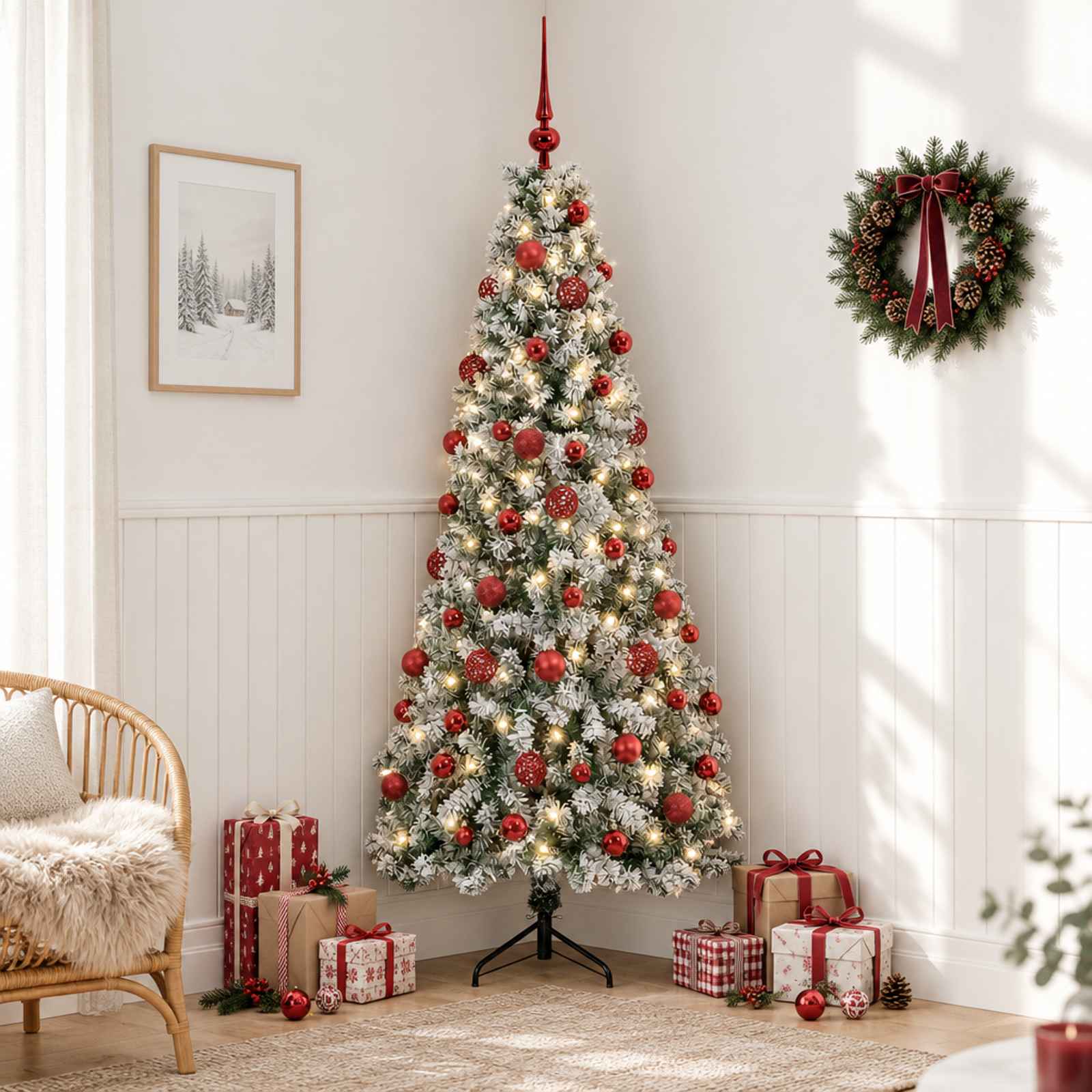 Umetna božična jelka z bučko 180 cm 300 LED Toplo bela