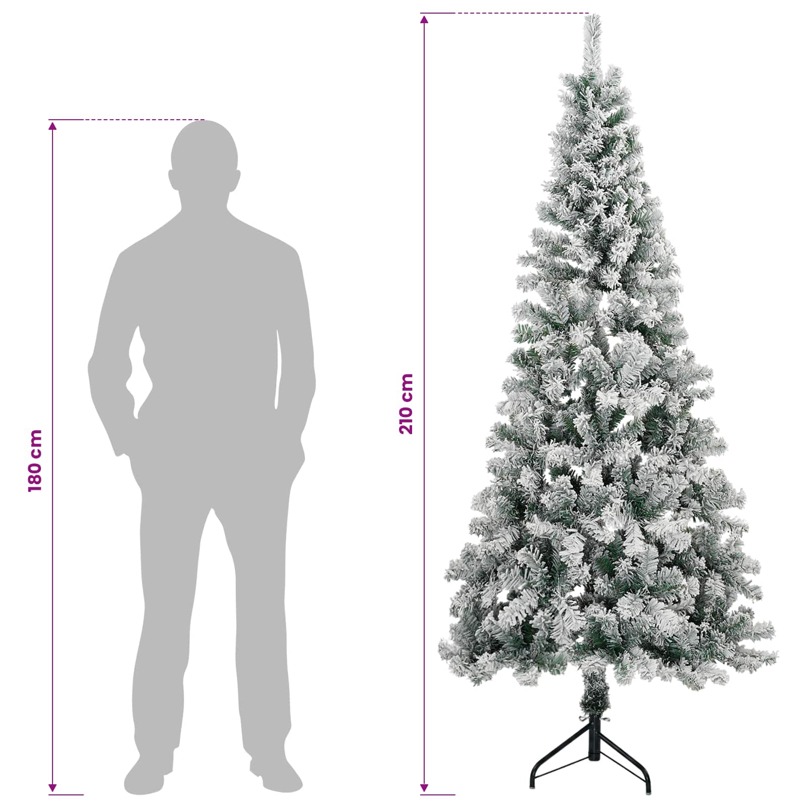 Umetna božična jelka z bučko 210 cm 300 LED Toplo bela