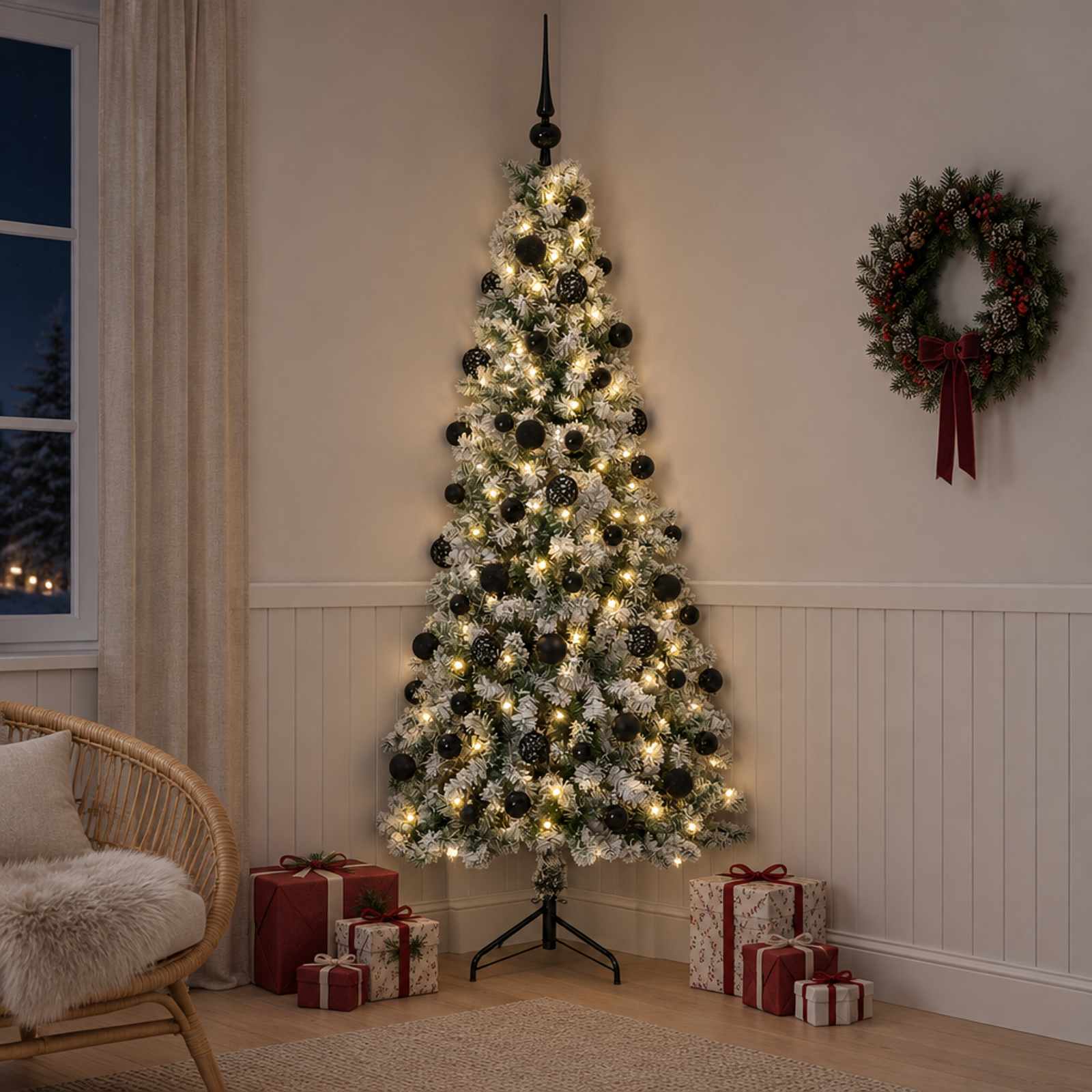 Umetna božična jelka z bučko 210 cm 300 LED Toplo bela