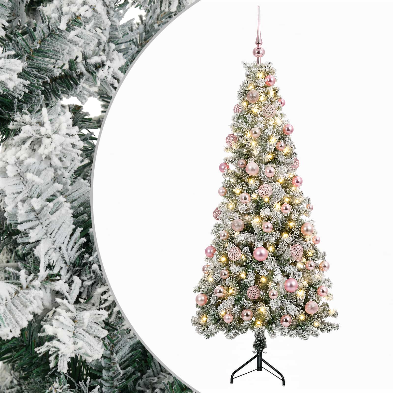 vidaXL Umelý vianočný stromček s vianočnými guľami 240 cm 300 LED