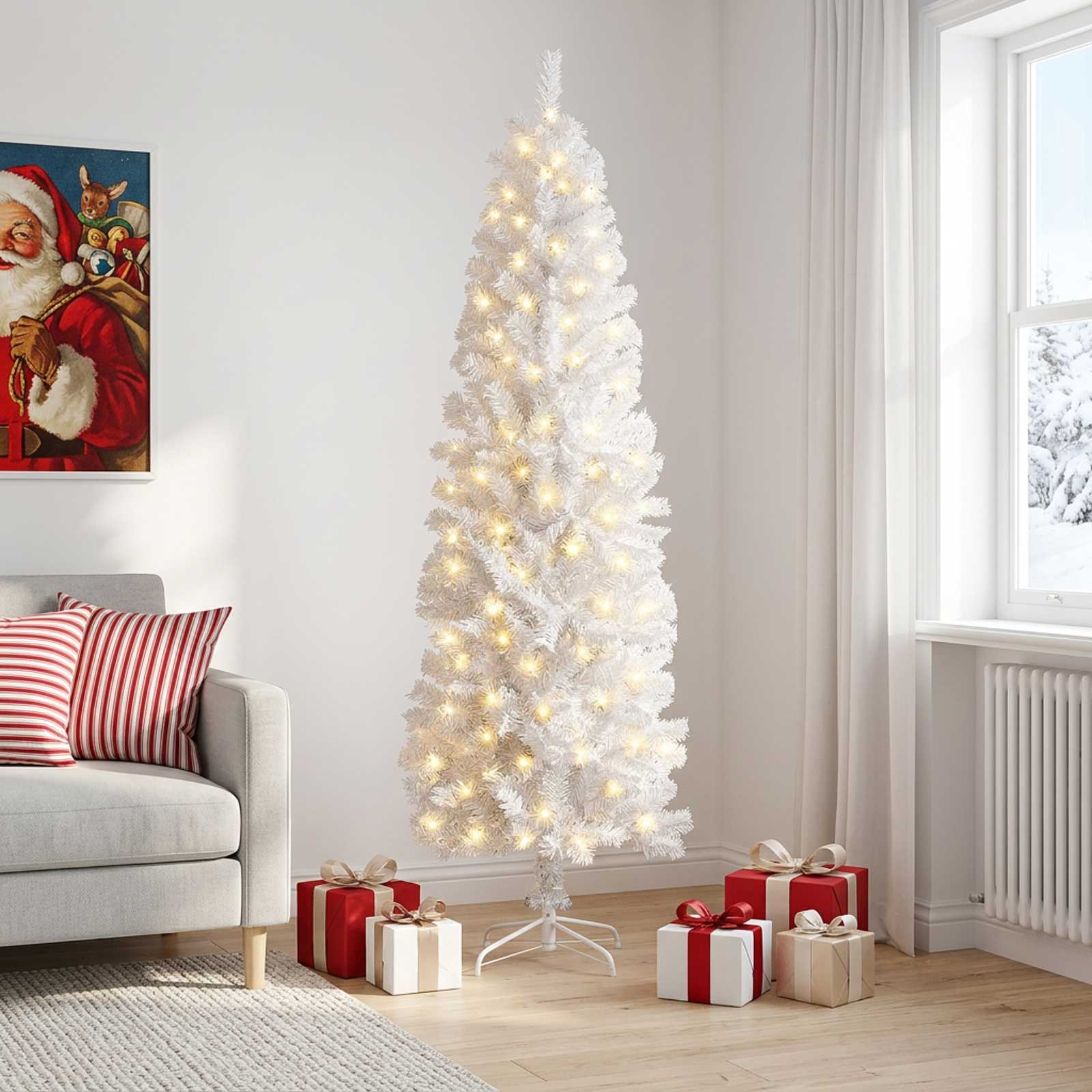 Umetno vitko božično drevo 240 cm 300 LED Toplo bela